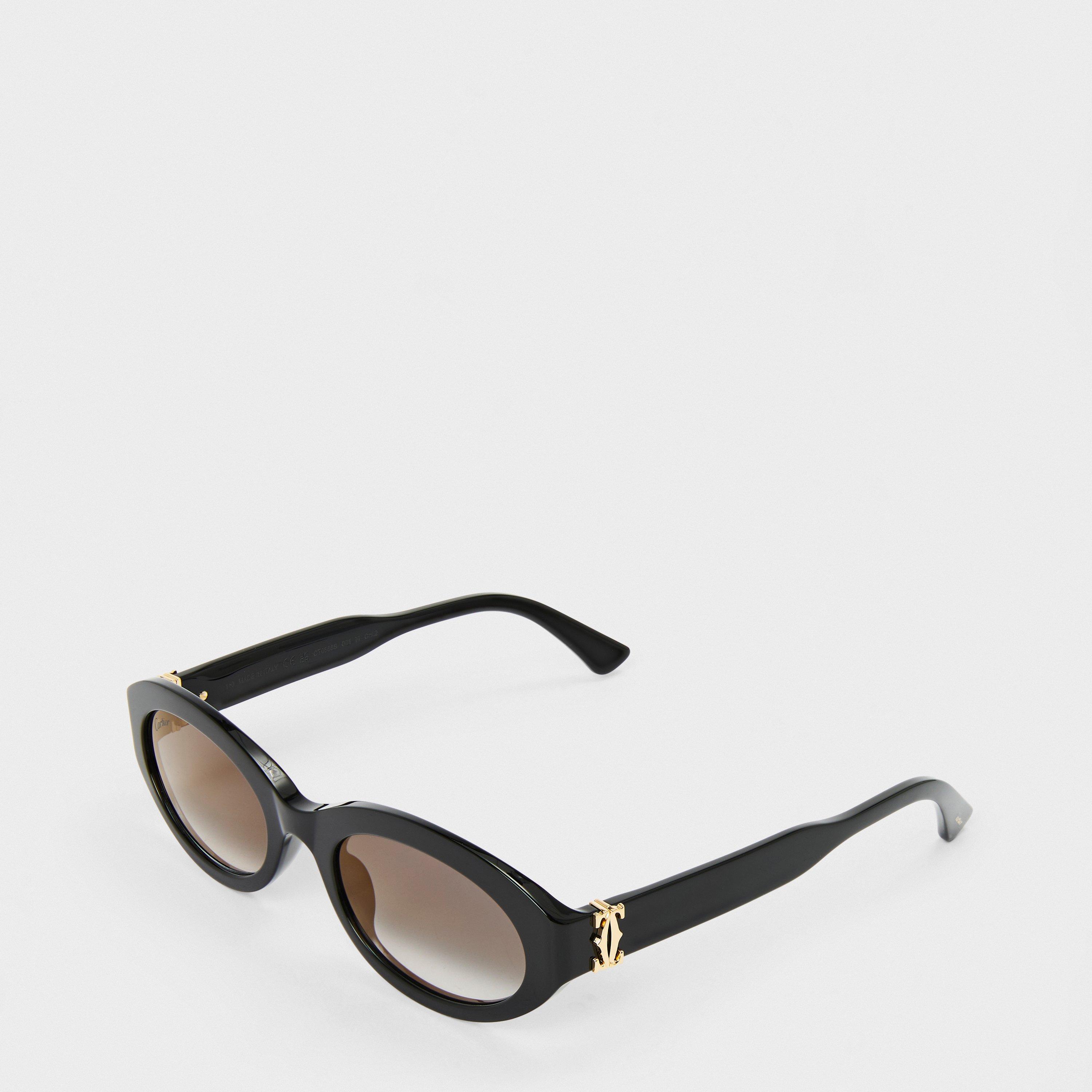 Cartier Cartier CT0588S Womens Oval Sunglasses - Black/Grey