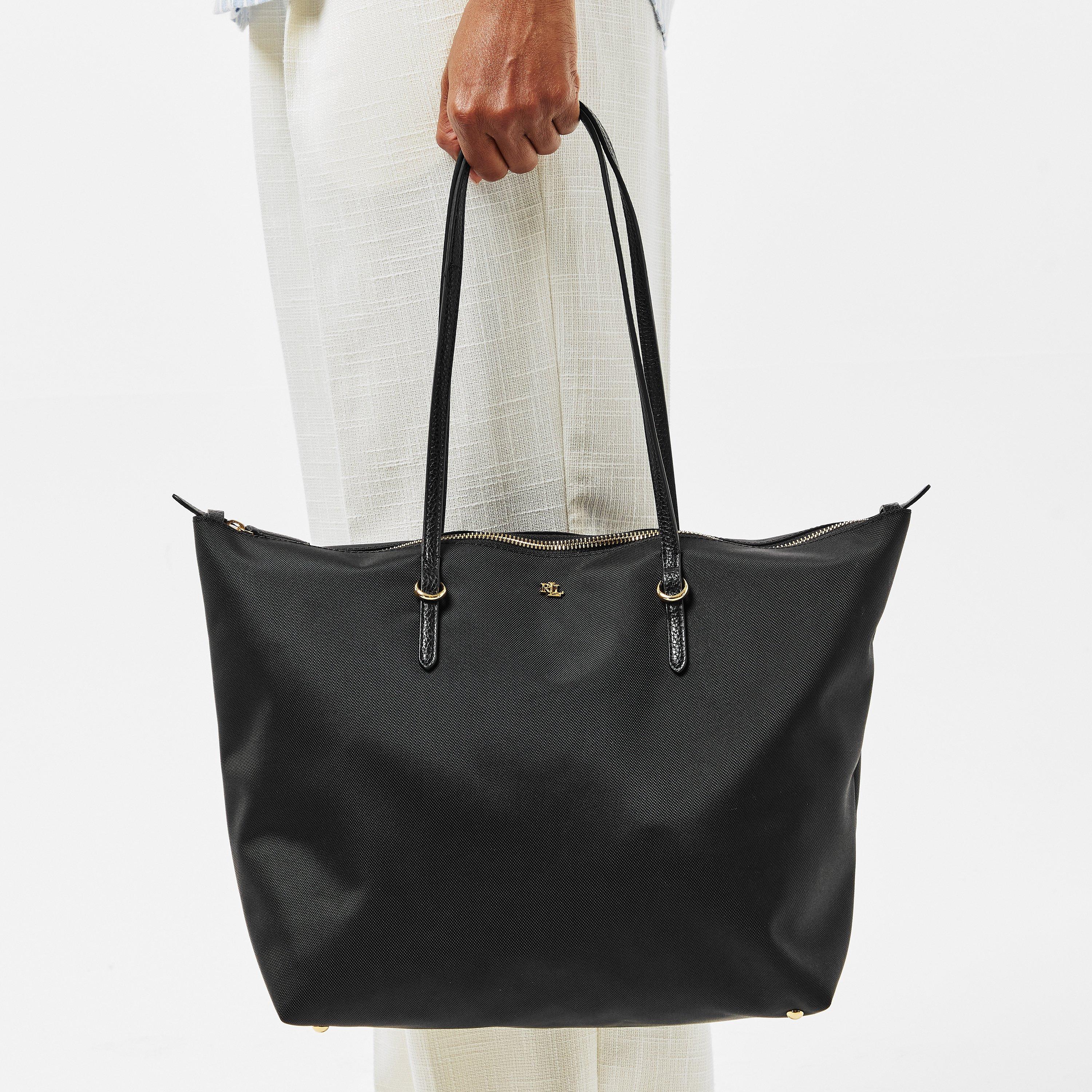 BLACK - Lauren by Ralph Lauren - Women's Real Leather Large Keaton Tote Bags - 3