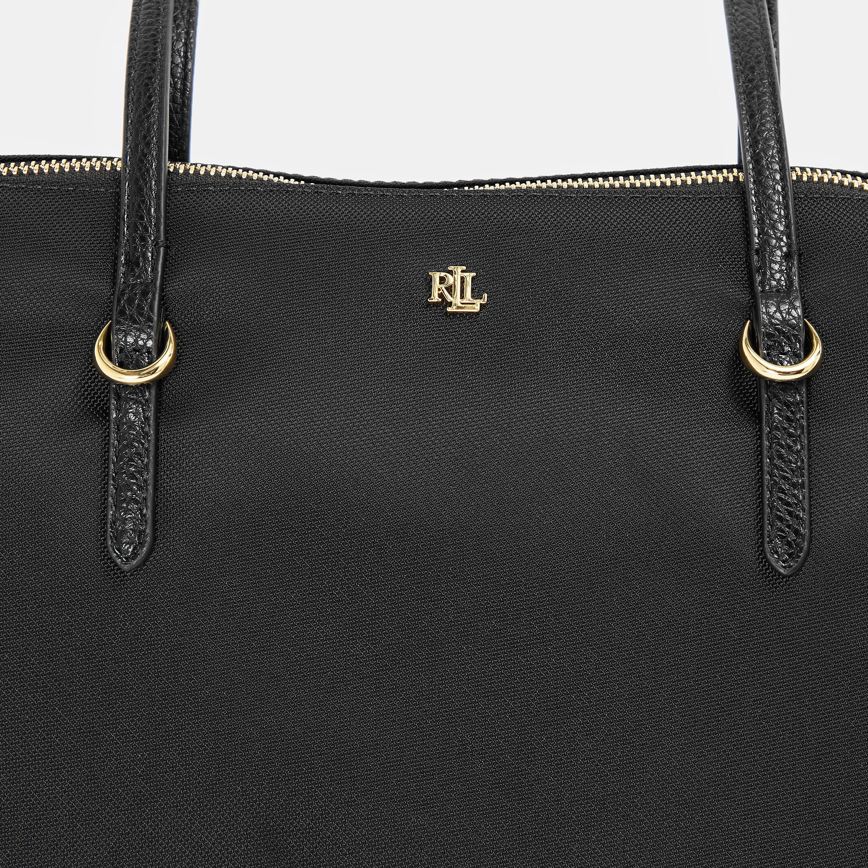 BLACK - Lauren by Ralph Lauren - Women's Real Leather Large Keaton Tote Bags - 4