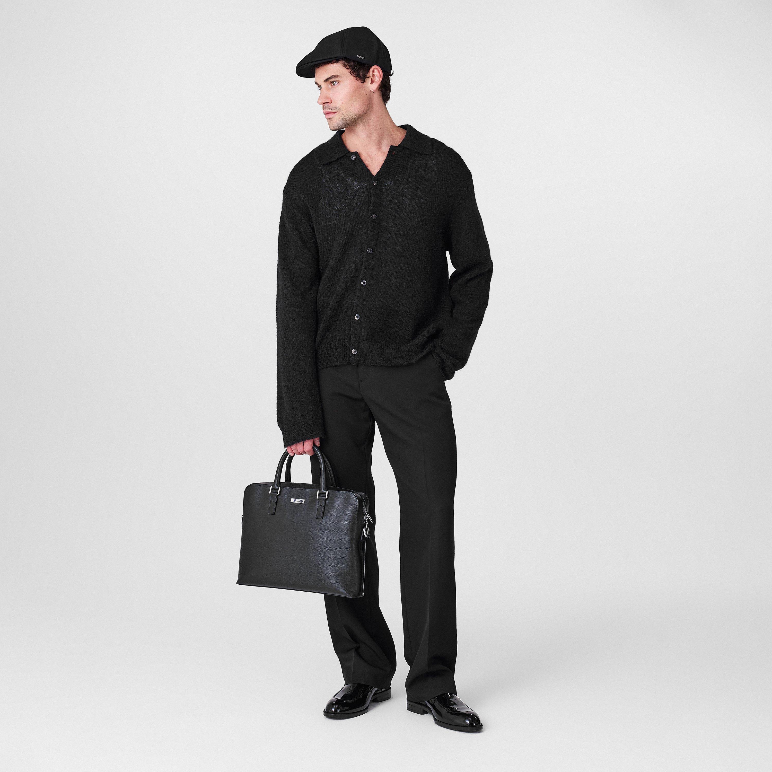 Black 001 - Boss - Men's Trystan Wool Flat Cap - 5