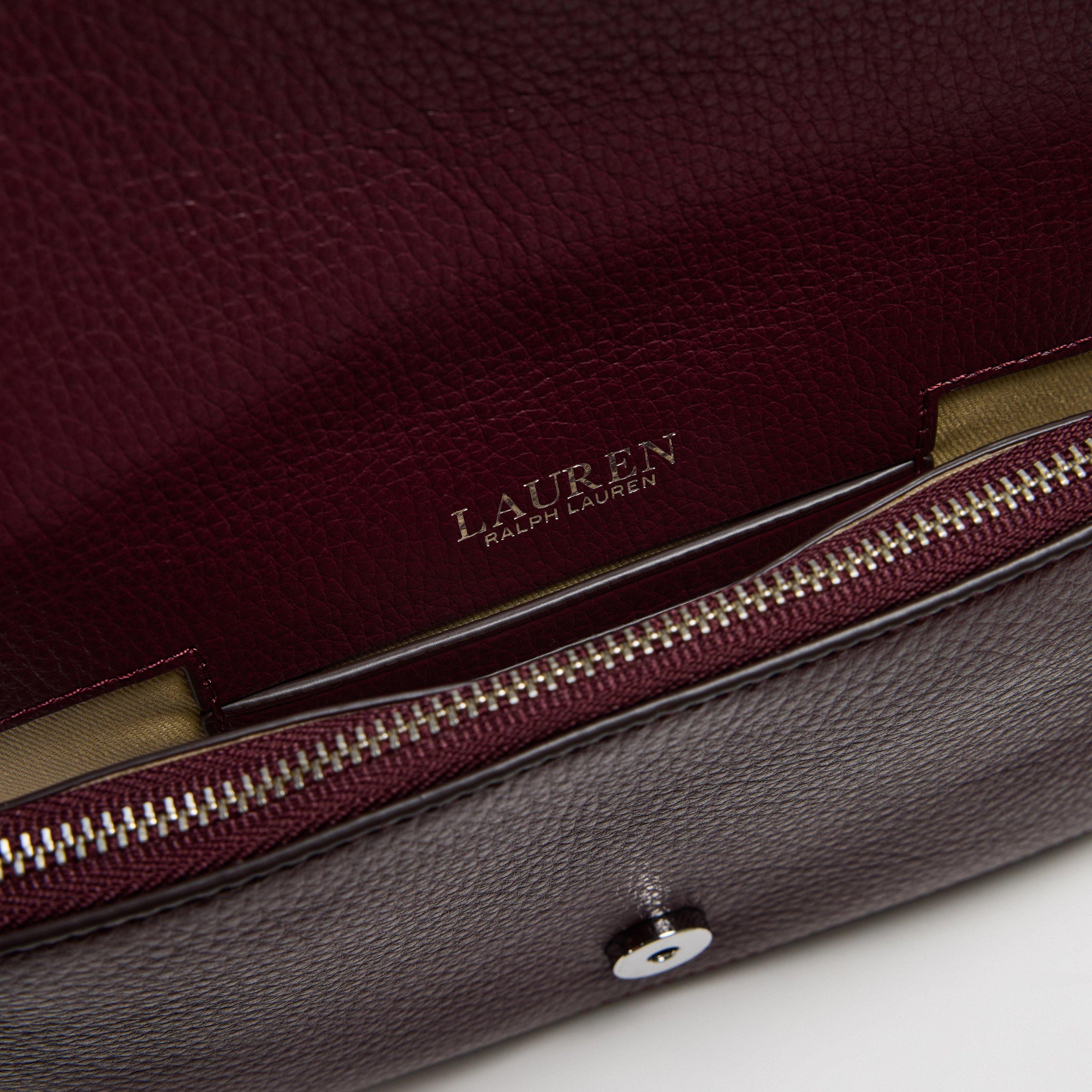 DARK GARNET - Lauren by Ralph Lauren - Women's Real Leather Bradley Wallet On Chain - 5