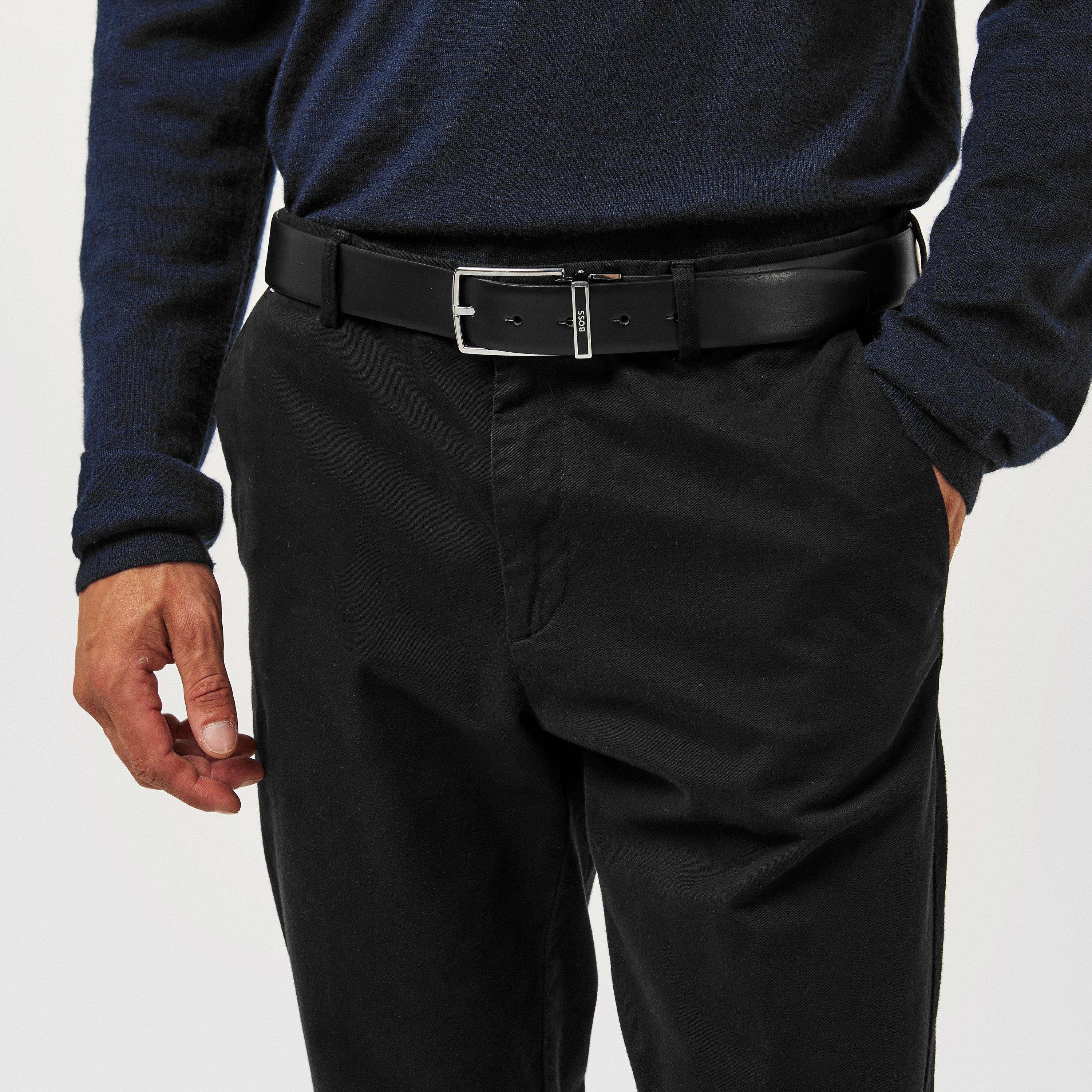 Black - Boss - Men's Genamel Soft Leather Belt - 3