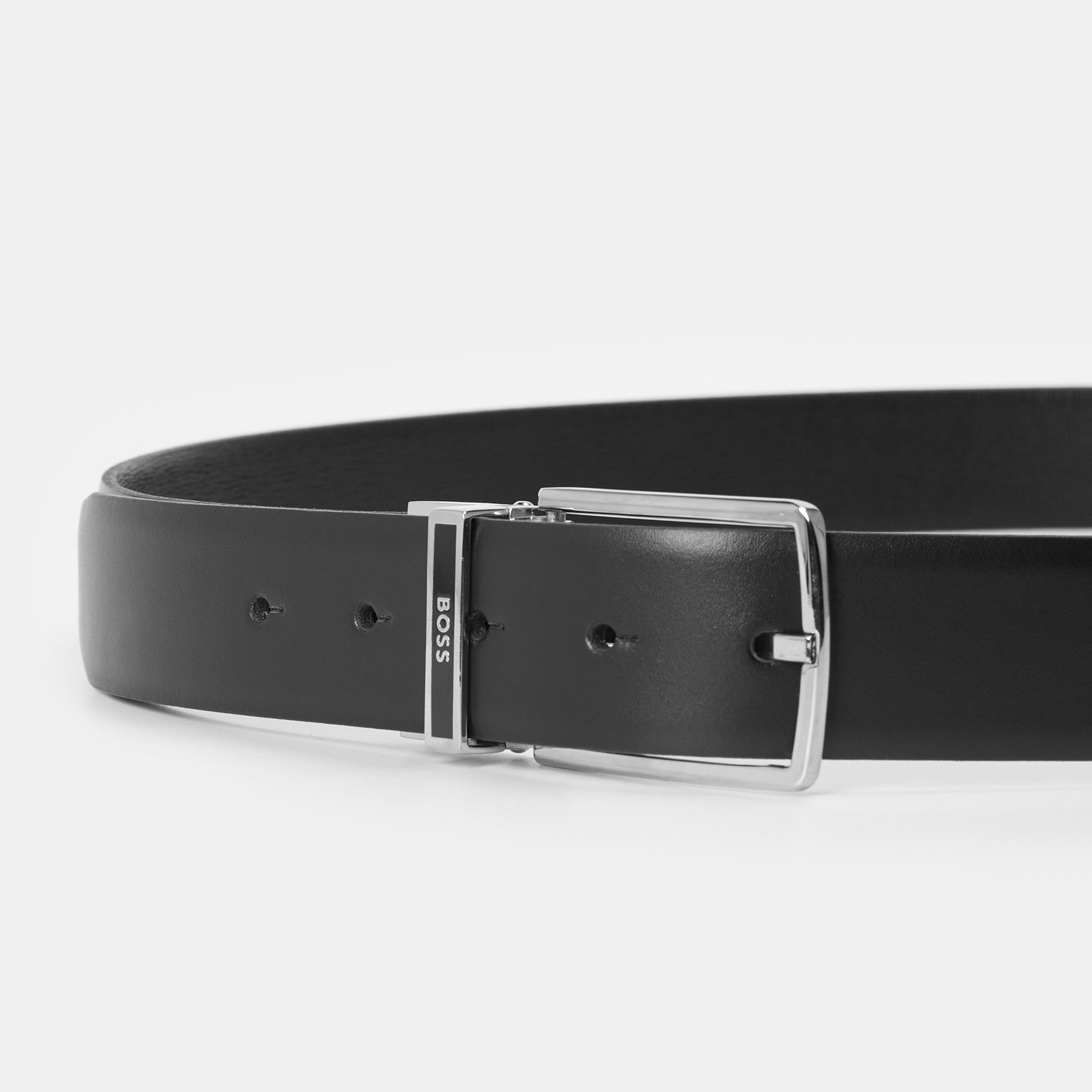 Black - Boss - Men's Genamel Soft Leather Belt - 4