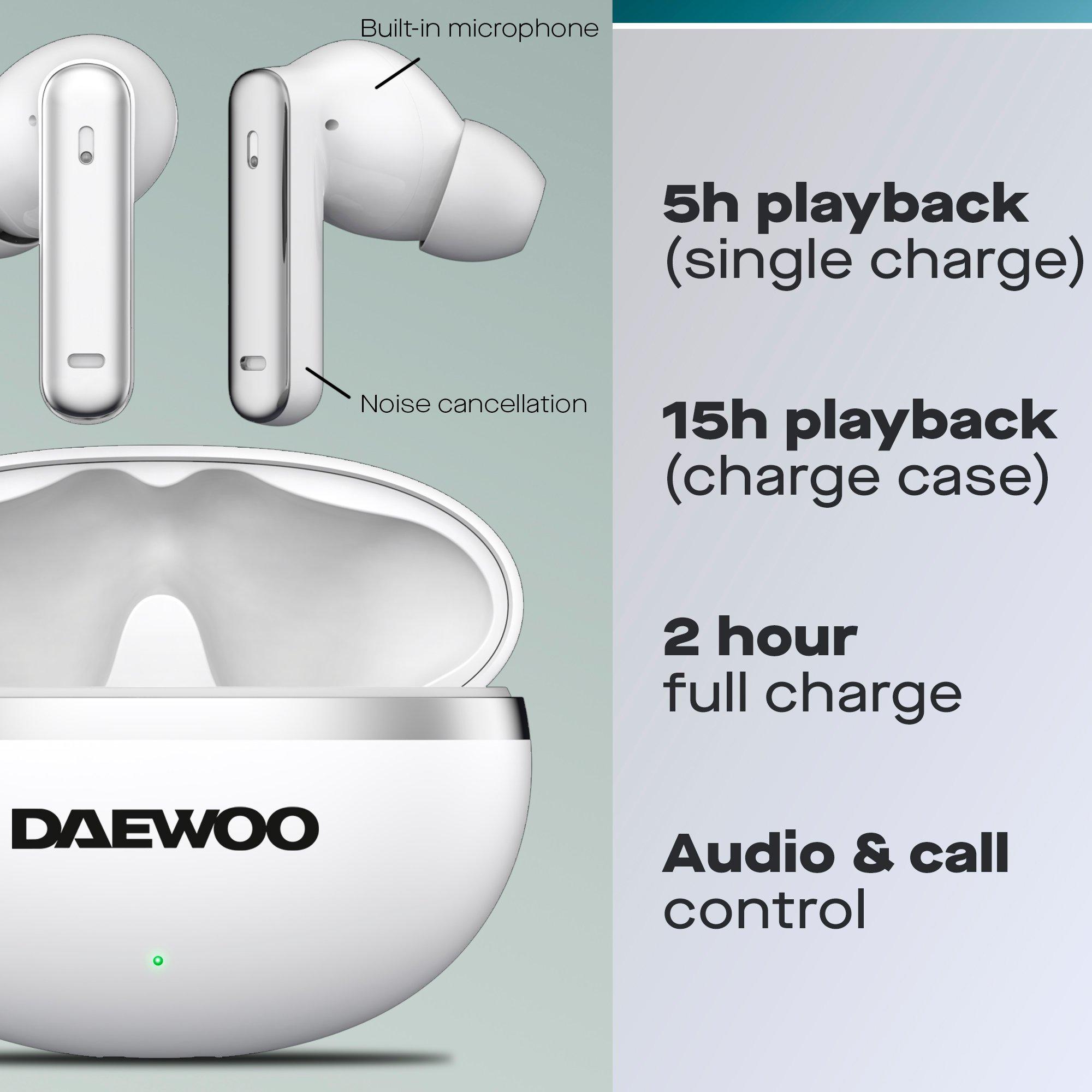 White - Daewoo Electricals - White Air Buds Pro Noise Cancelling Bluetooth Earb - 2