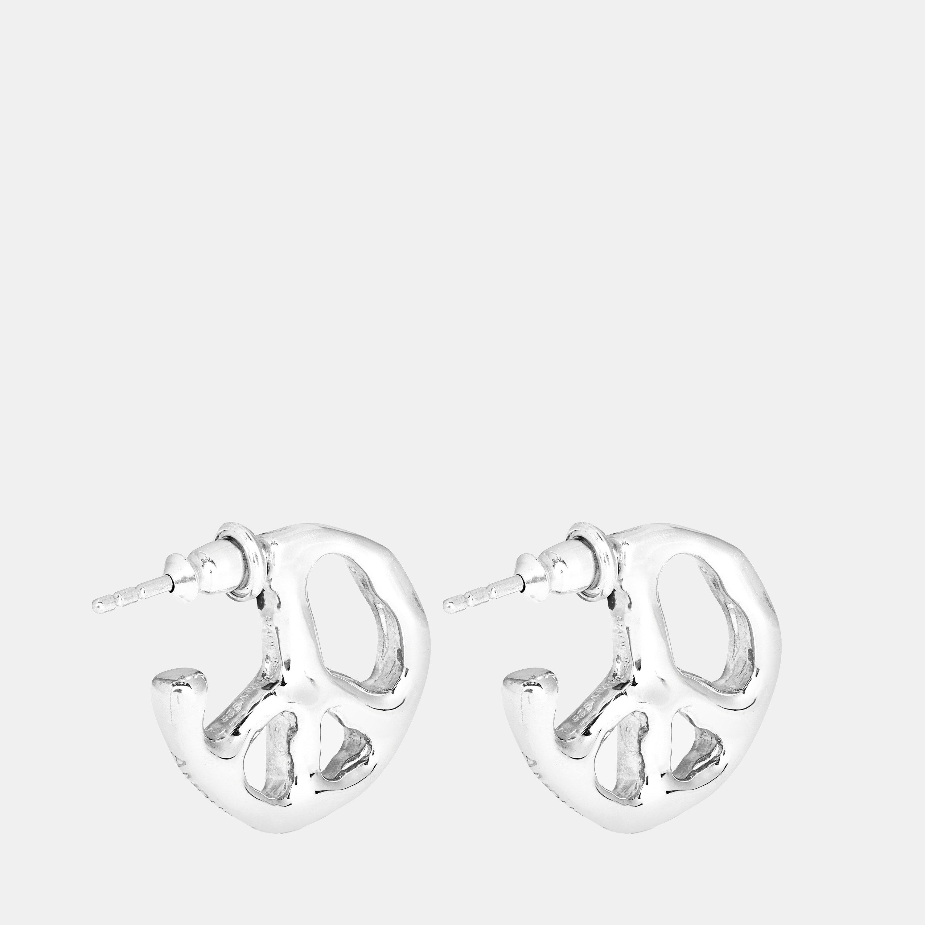 Silver 7200 - Ambush - Men's Peace Sign Stud Earring - 2