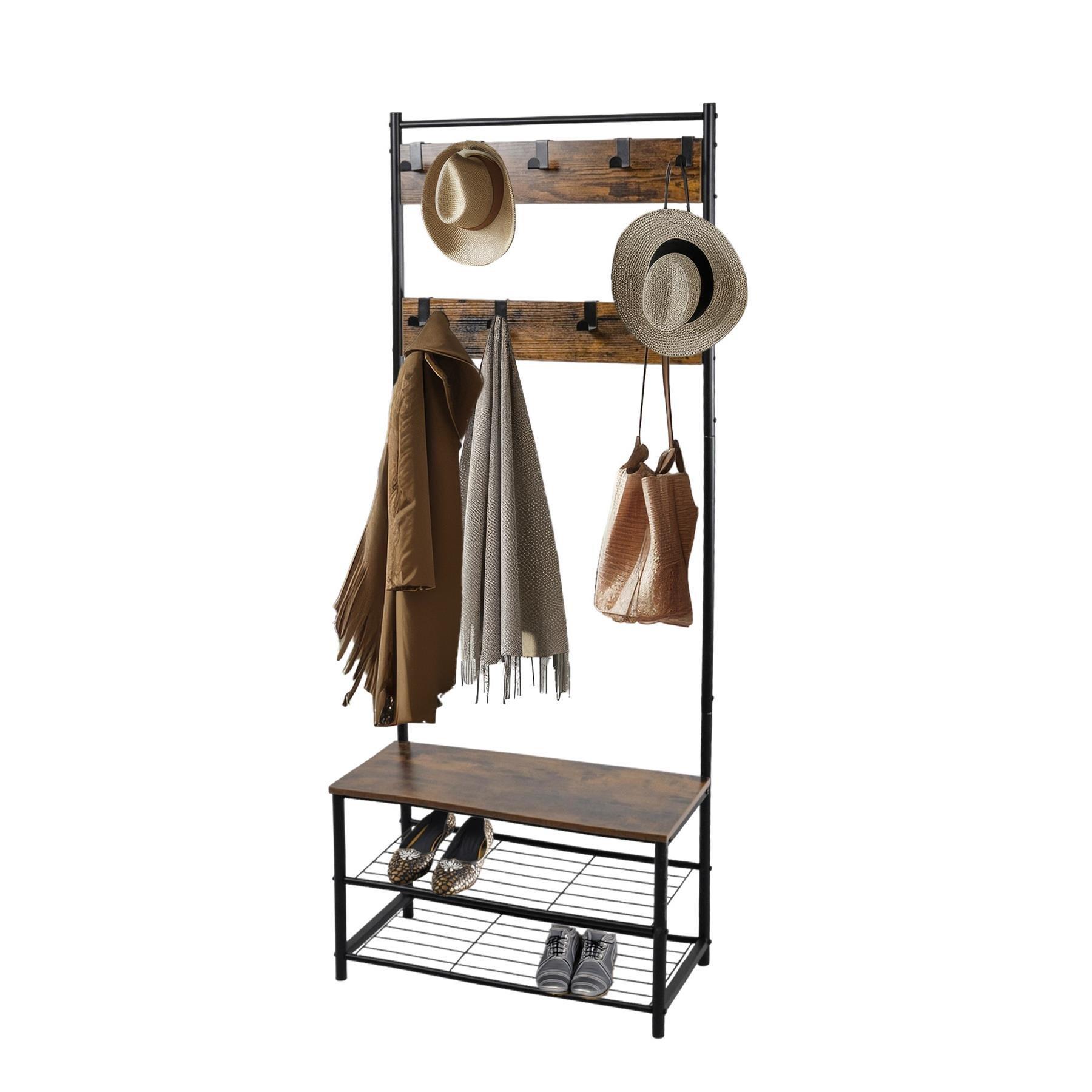 Rustic Brown - House of Home - Multi function coat stand Black frame rustic brown - 2