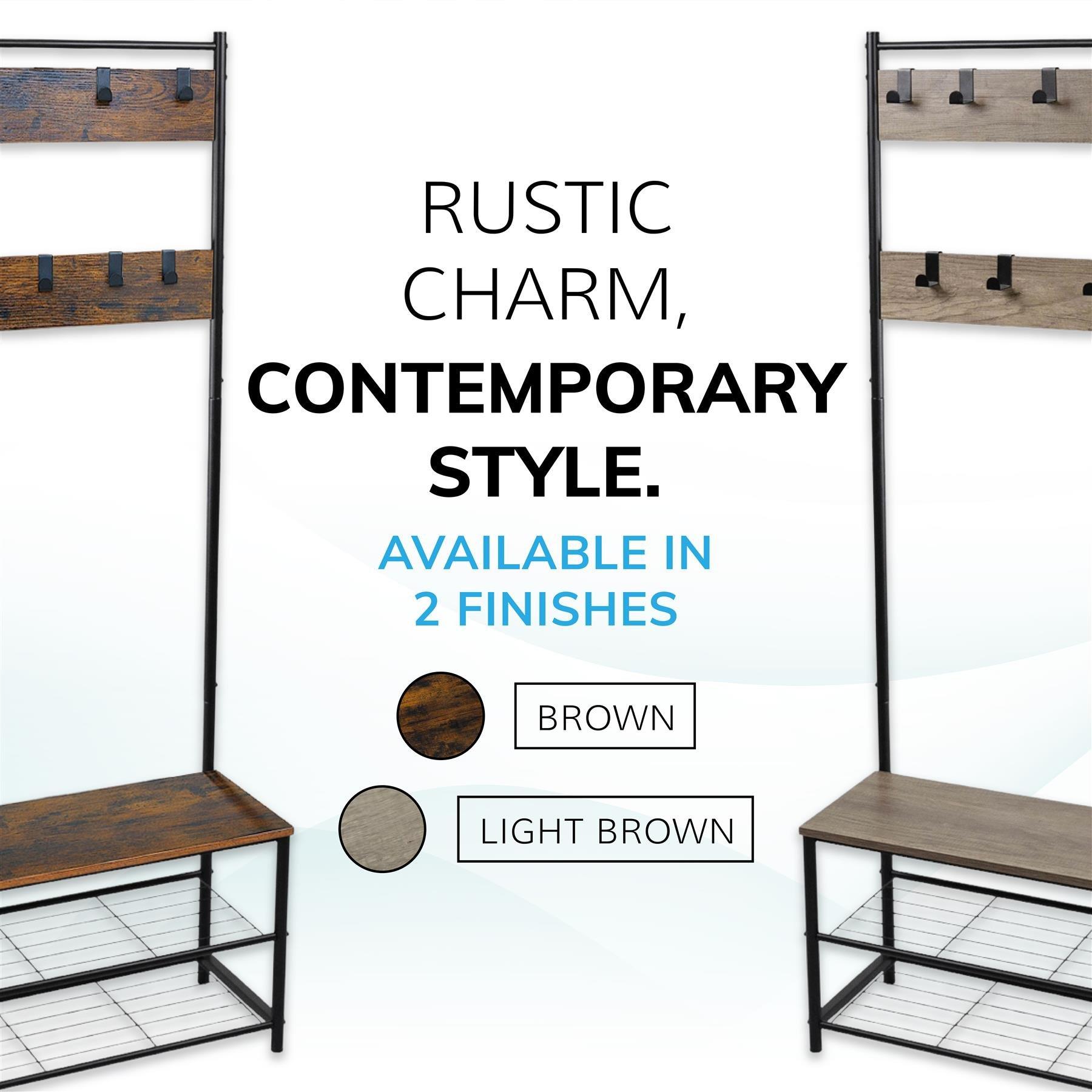 Rustic Brown - House of Home - Multi function coat stand Black frame rustic brown - 6