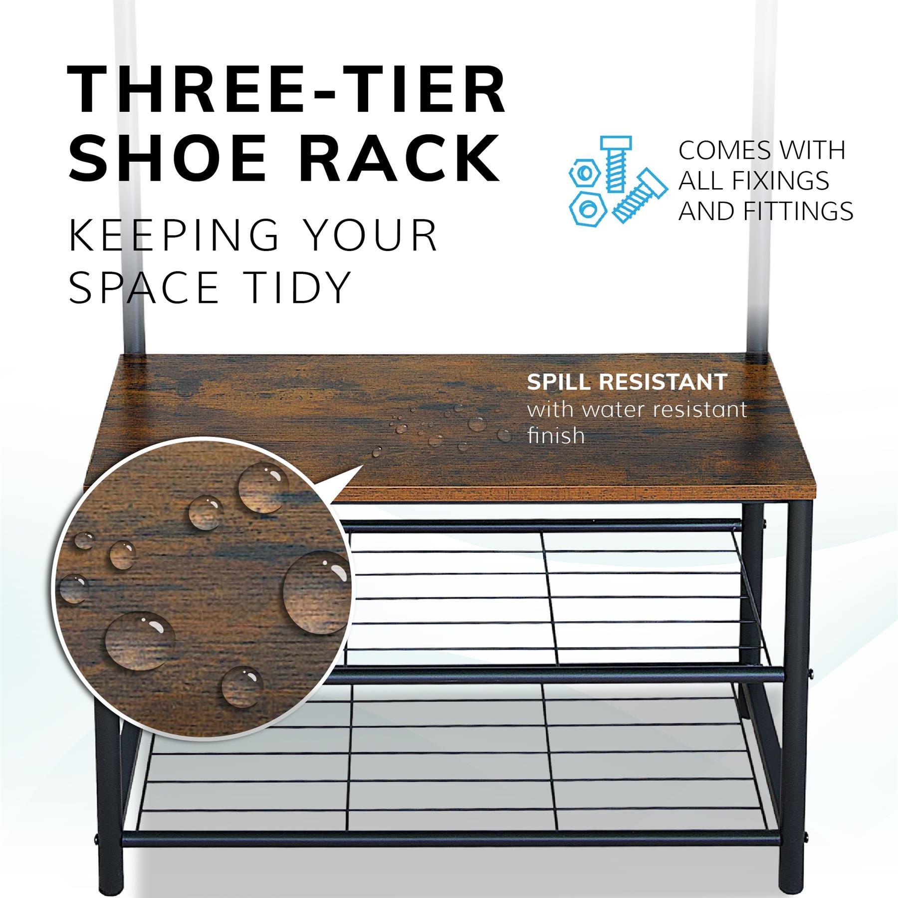 Rustic Brown - House of Home - Multi function coat stand Black frame rustic brown - 8