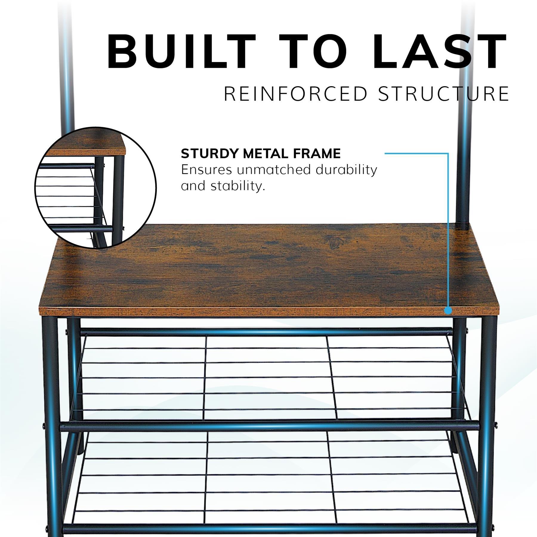 Rustic Brown - House of Home - Multi function coat stand Black frame rustic brown - 9