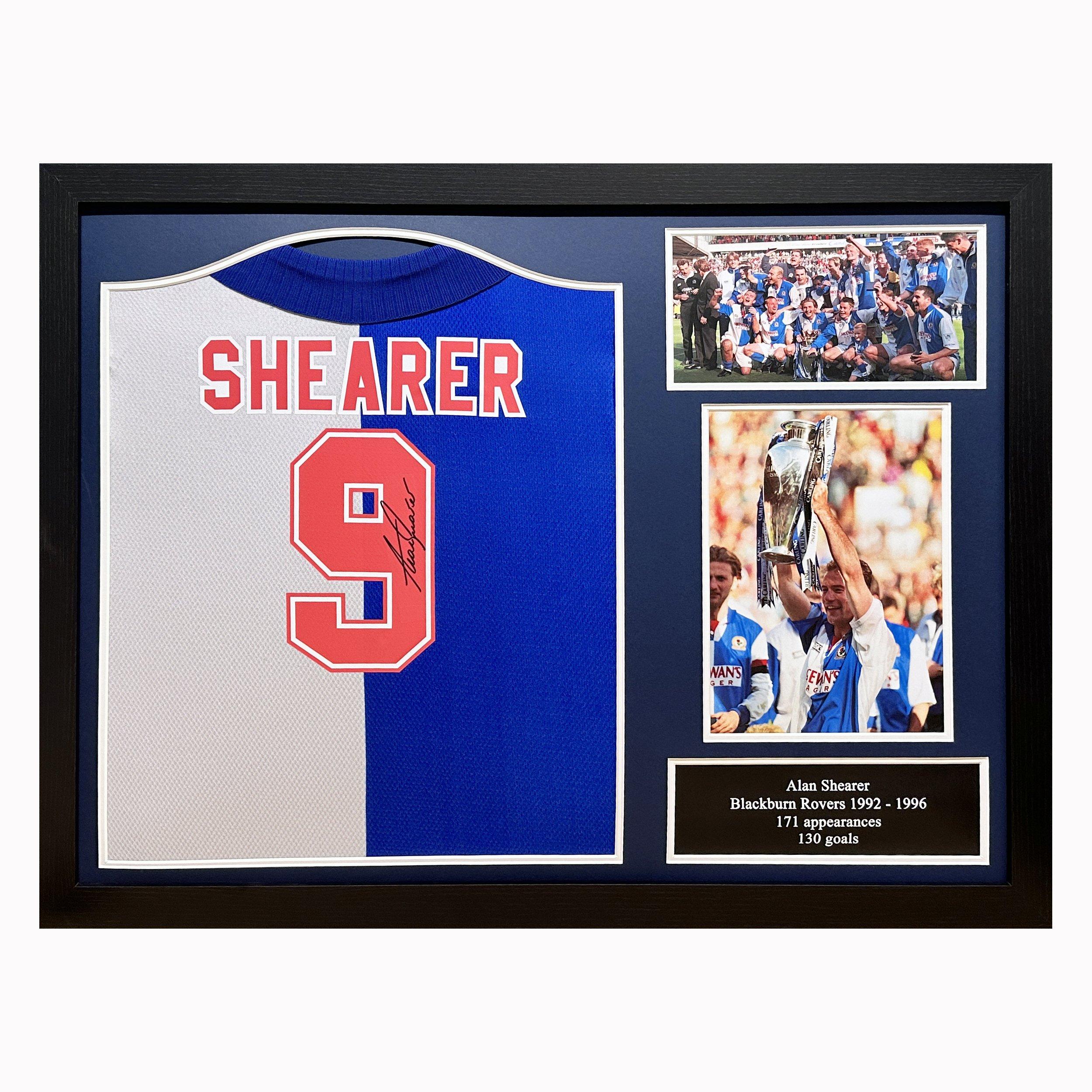 Navy Blue - AllStarSignings Ltd - Alan Shearer signed & framed Blackburn Rovers 1995 - 1