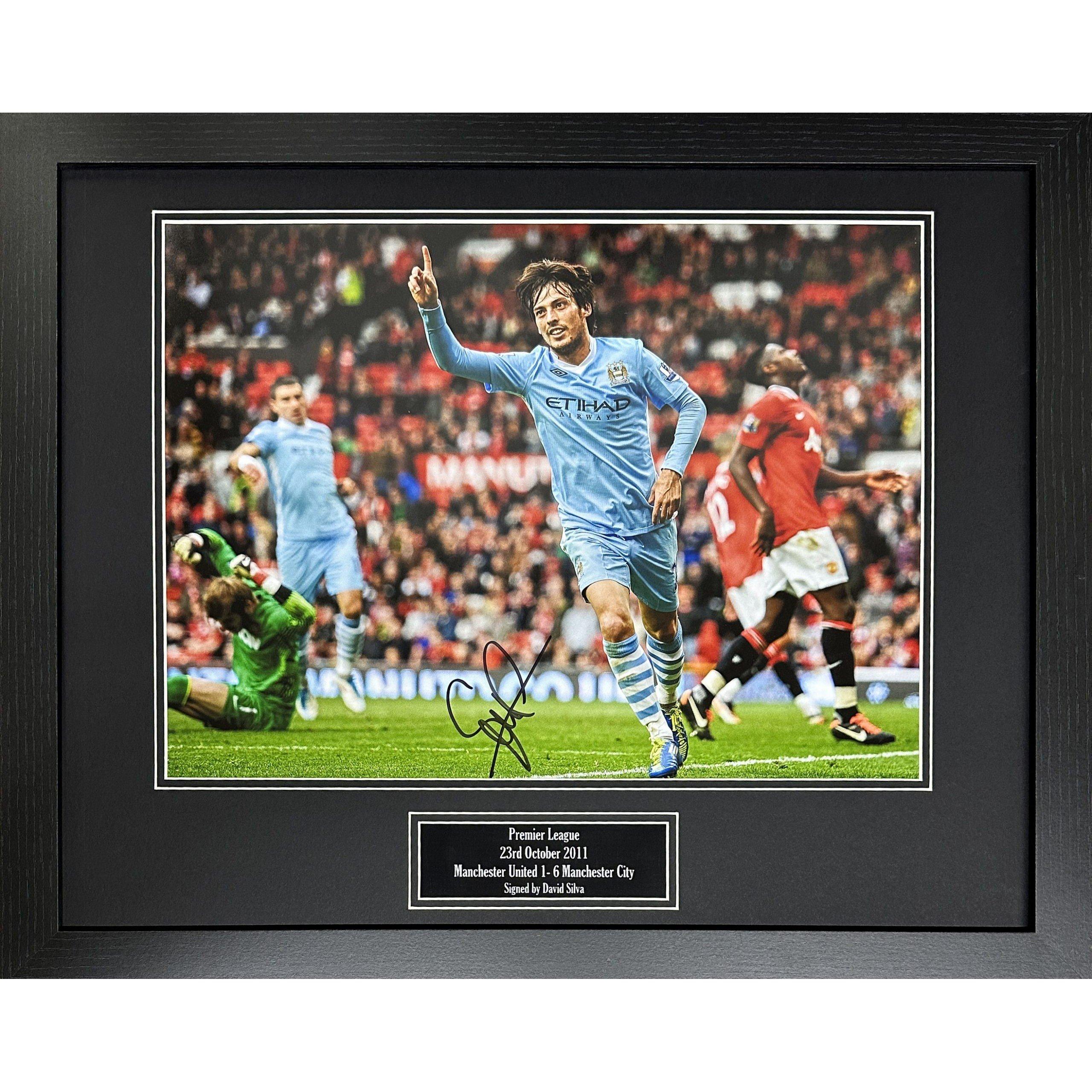 Allstarsignings Ltd  David Silva Signed & Framed Manchester City Photog - Blue