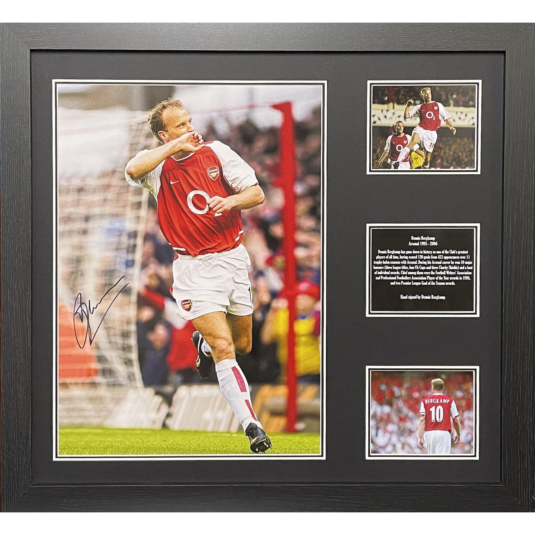 Allstarsignings Ltd  Dennis Bergkamp Signed & Framed Arsenal Photograph - Red