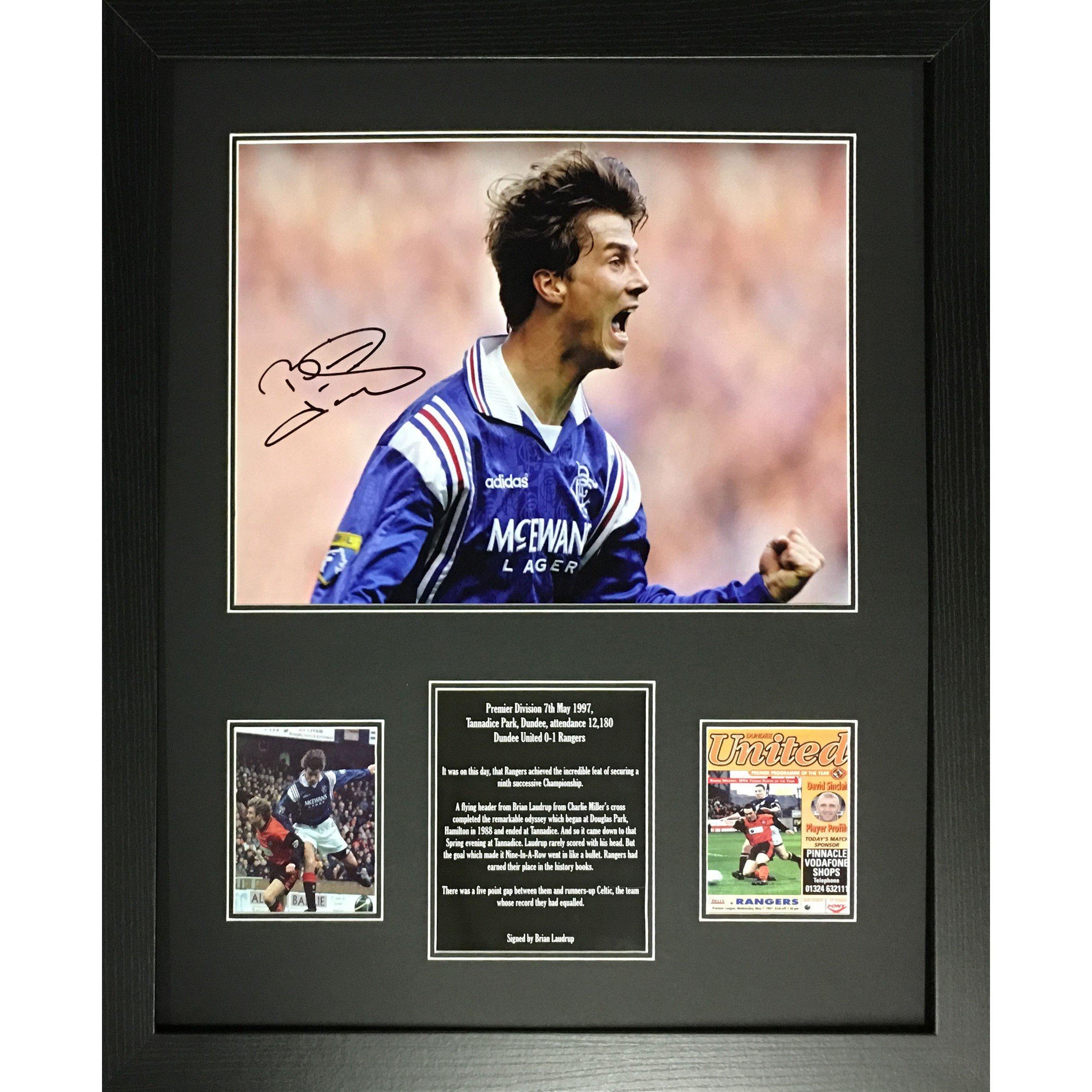 Allstarsignings Ltd  Brian Laudrup Signed & Framed Glasgow Rangers Phot - Navy Blue