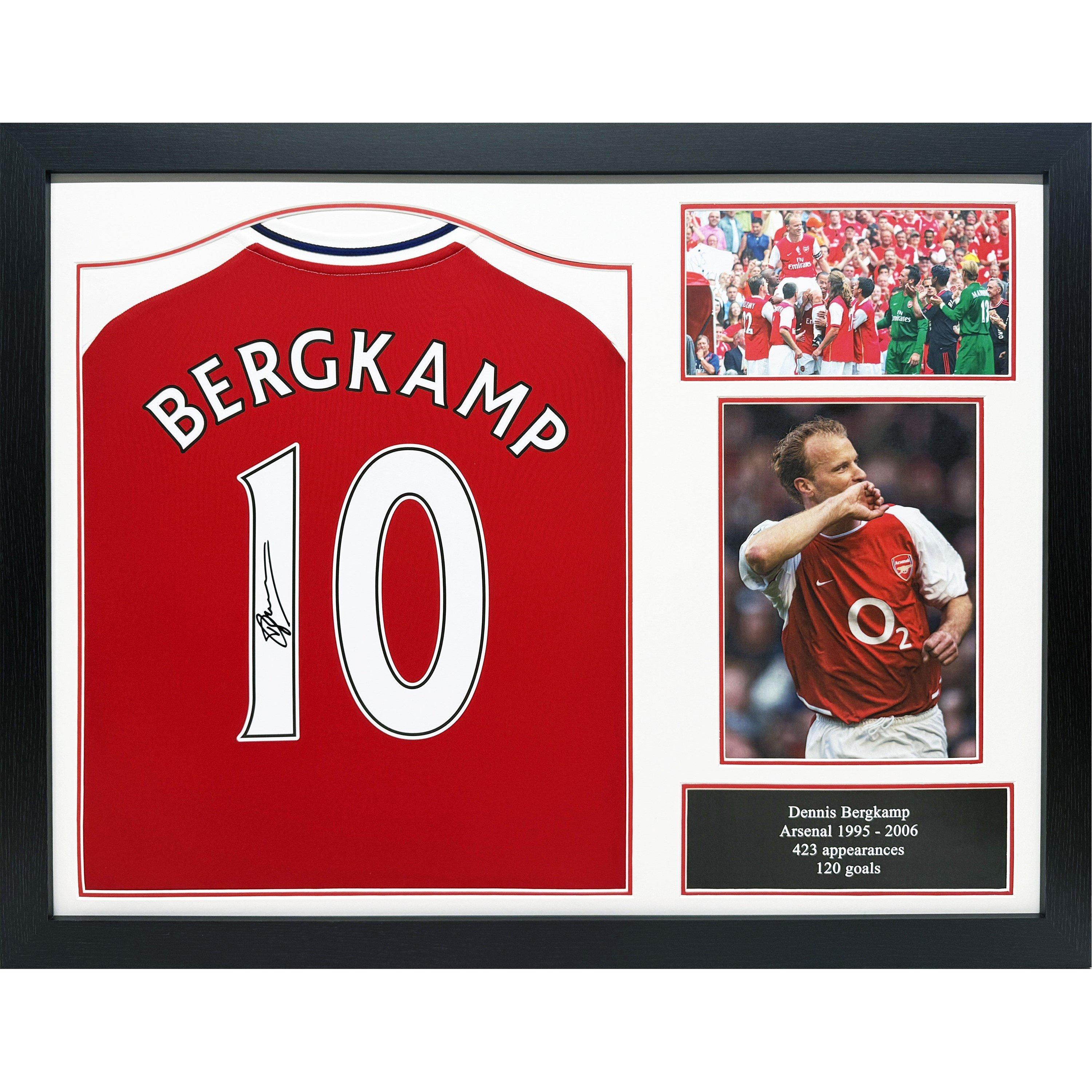 Arsenal Fc  Dennis Bergkamp Signed & Framed Arsenal Shirt - Red