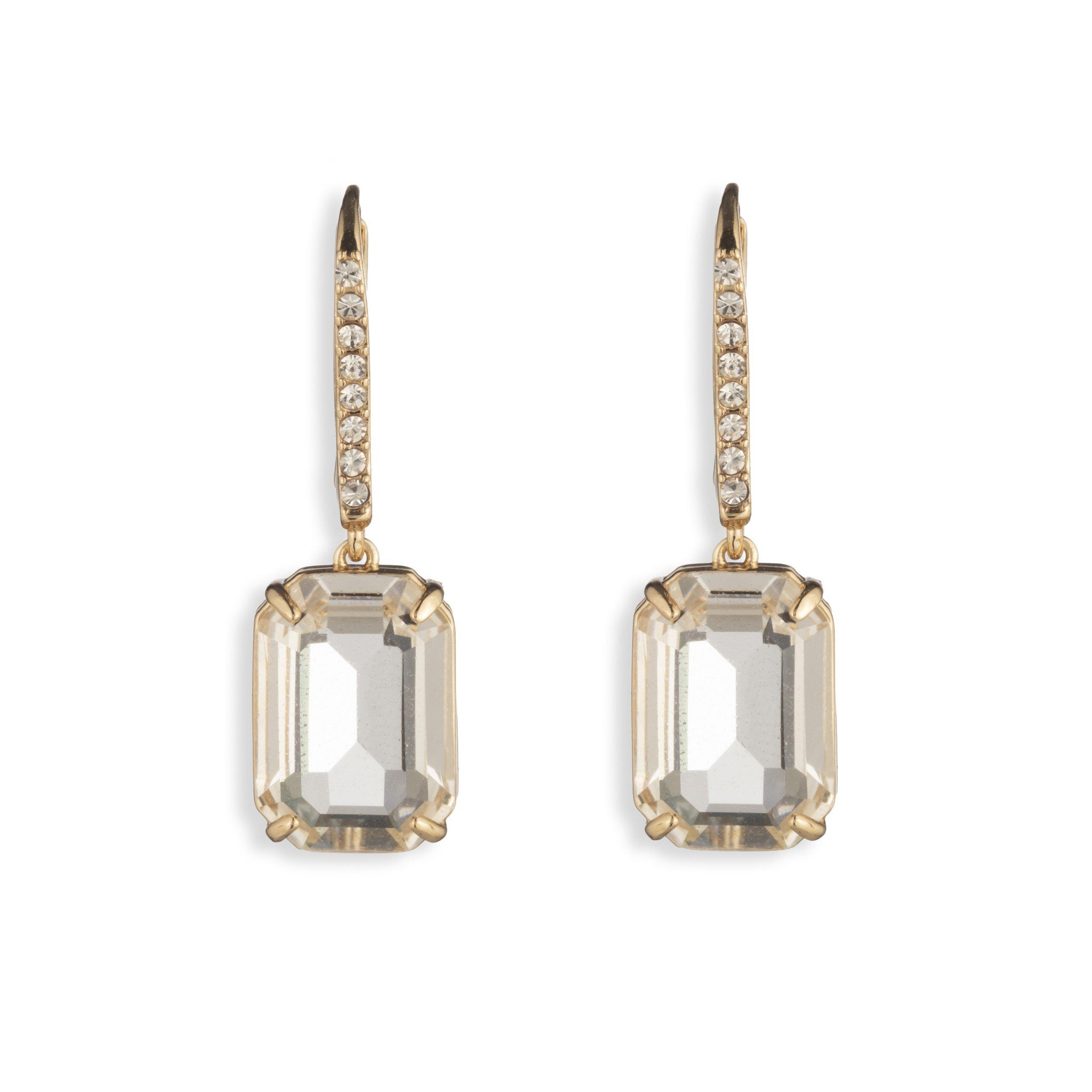 GLD/CRY - Lauren by Ralph Lauren - Lauren Ralph Lauren Gold Tone & Crystal Boxed Drop Earrings - 1