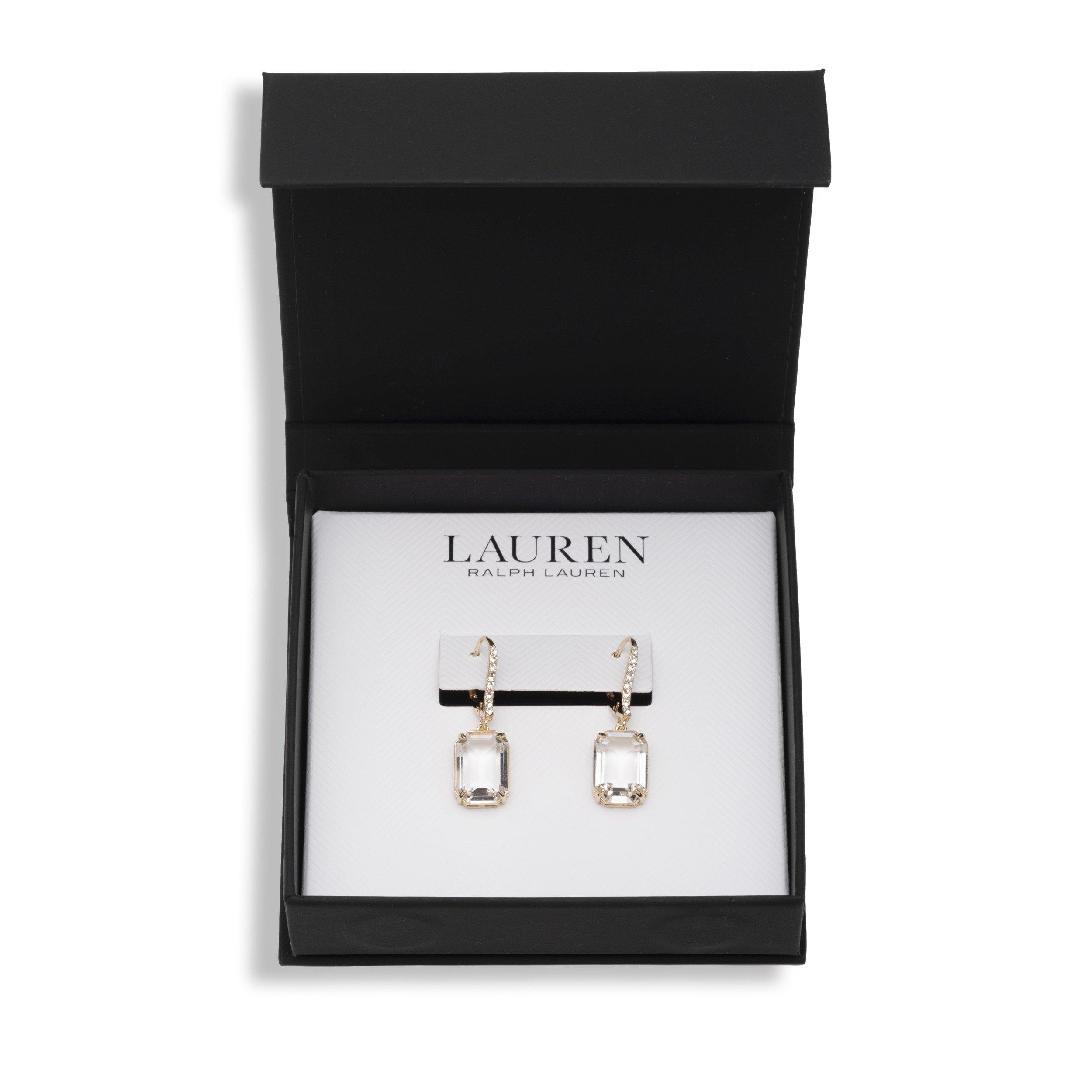 GLD/CRY - Lauren by Ralph Lauren - Lauren Ralph Lauren Gold Tone & Crystal Boxed Drop Earrings - 4
