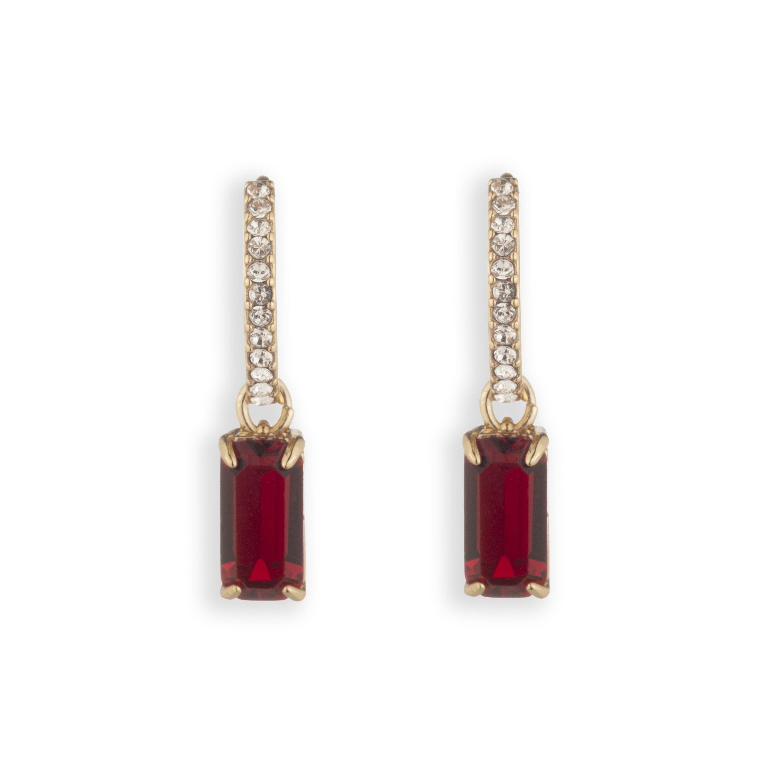 GLD/SIAM - Lauren by Ralph Lauren - Lauren Ralph Lauren Pave Huggie Hoop Earrings - 1