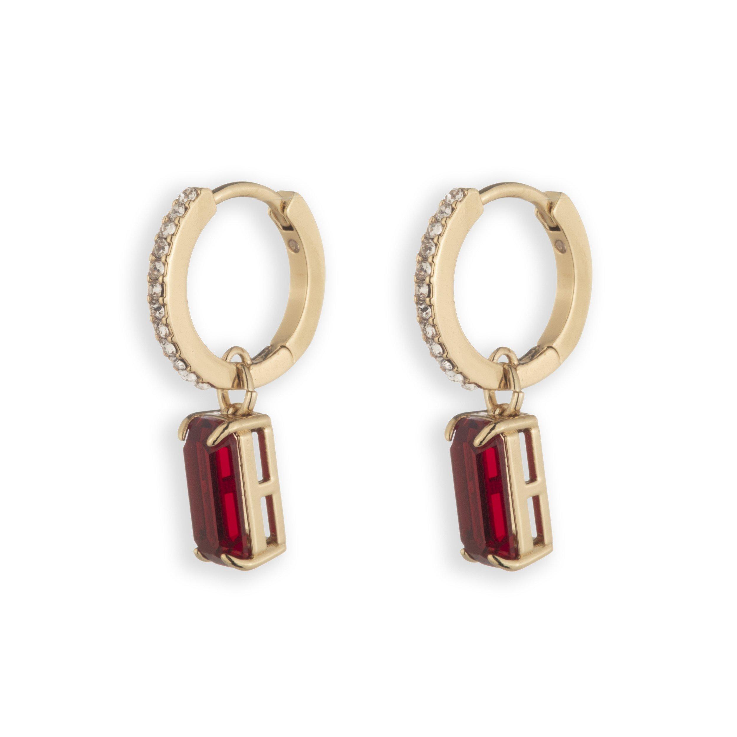 GLD/SIAM - Lauren by Ralph Lauren - Lauren Ralph Lauren Pave Huggie Hoop Earrings - 2