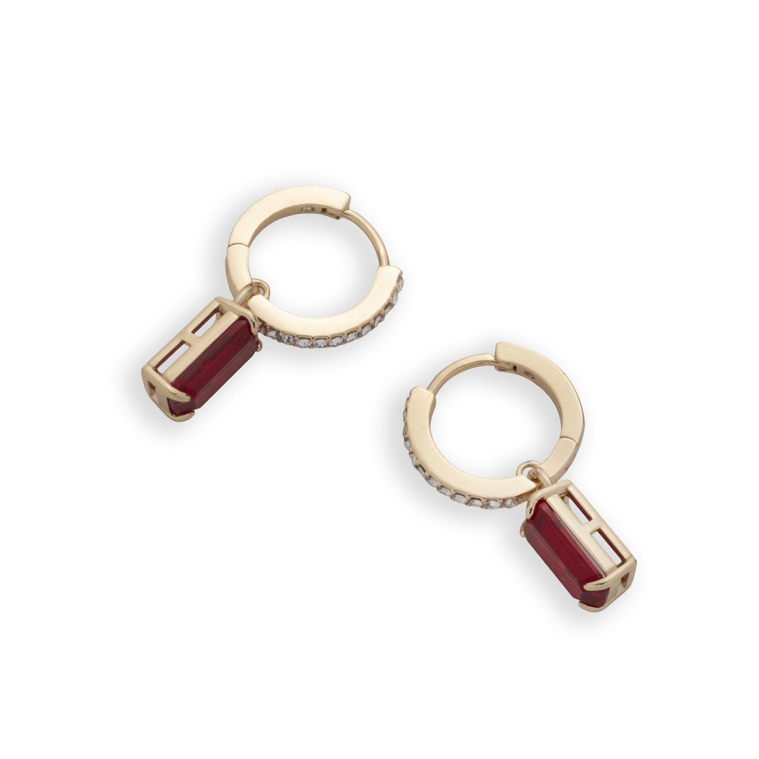 GLD/SIAM - Lauren by Ralph Lauren - Lauren Ralph Lauren Pave Huggie Hoop Earrings - 3