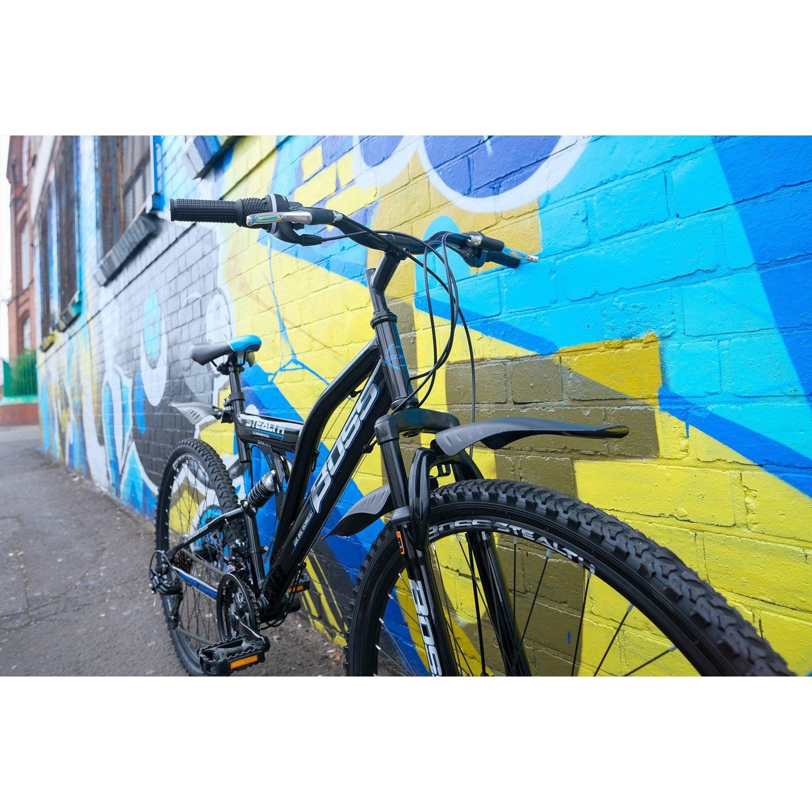 Black - Boss Bikes - Boss Stealth 26 Mountain Bike - Black/blue - 7