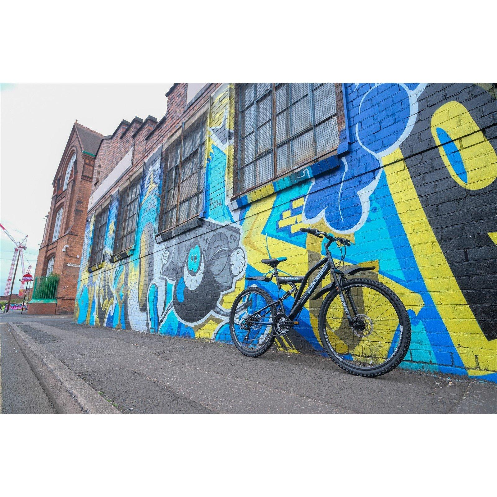Black - Boss Bikes - Boss Stealth 26 Mountain Bike - Black/blue - 9