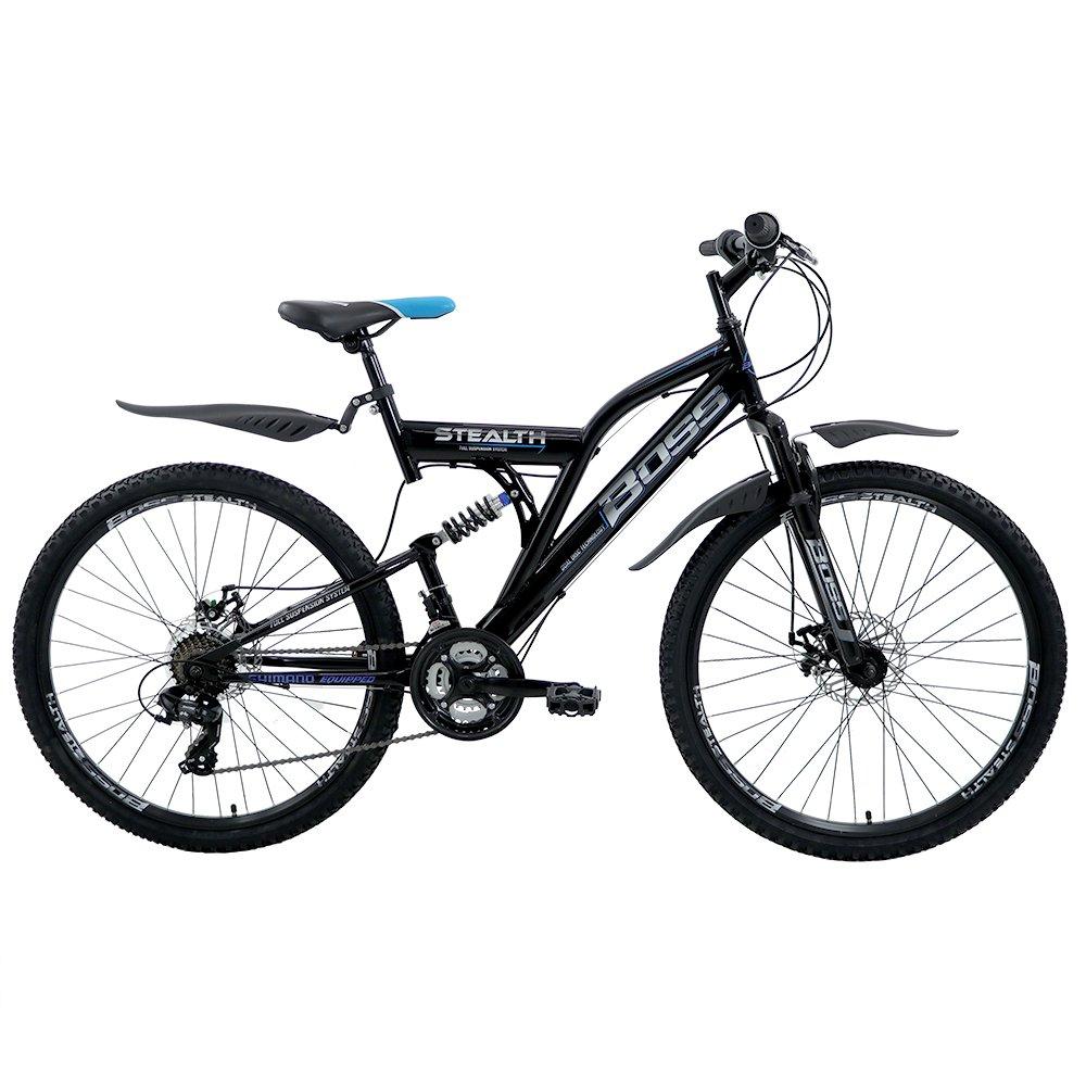 Black - Boss Bikes - Boss Stealth 26 Mountain Bike - Black/blue - 10