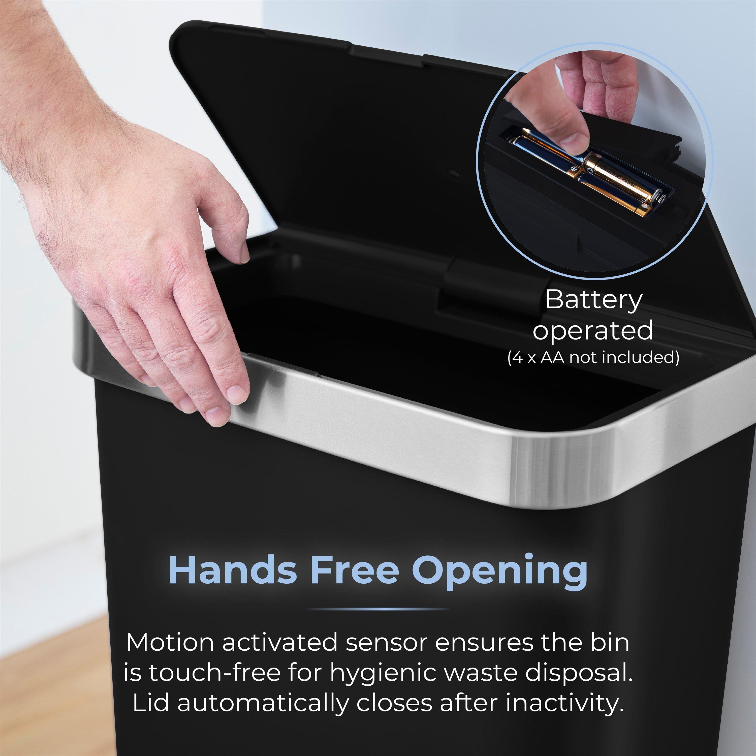 Black - Tower - 50L Rectangular ABS Sensor Bin - 3