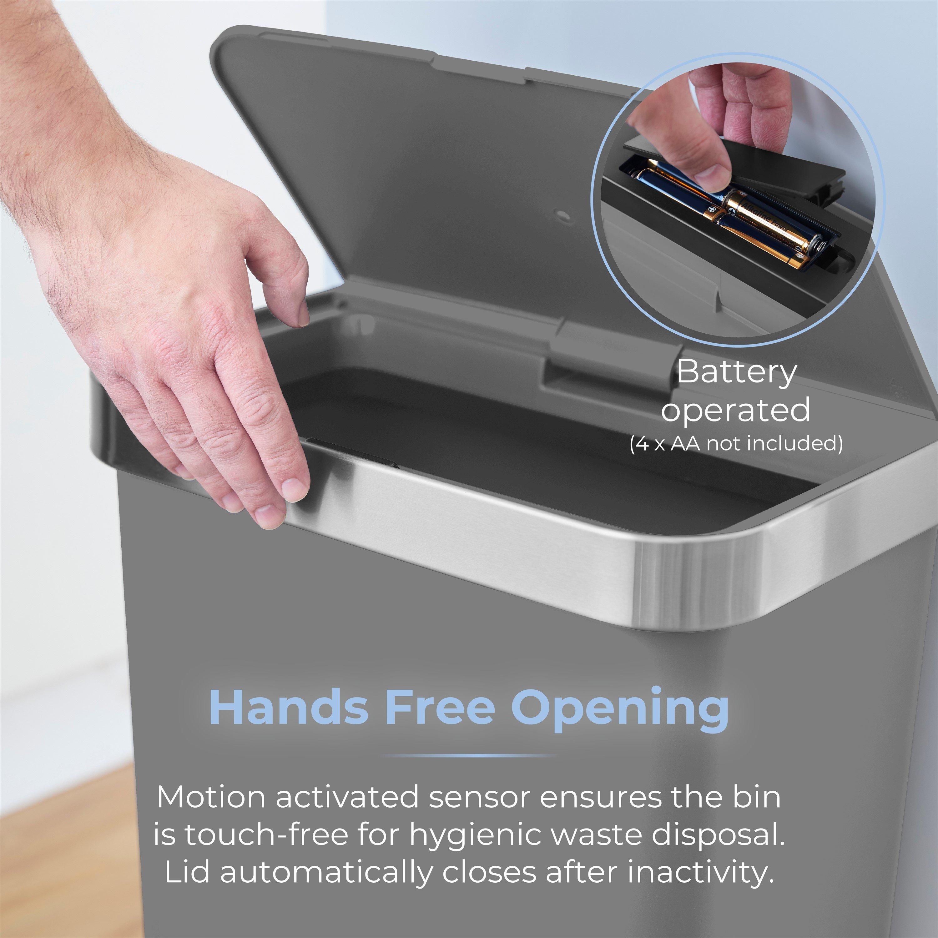 Grey - Tower - 50L Rectangular ABS Sensor Bin - 3