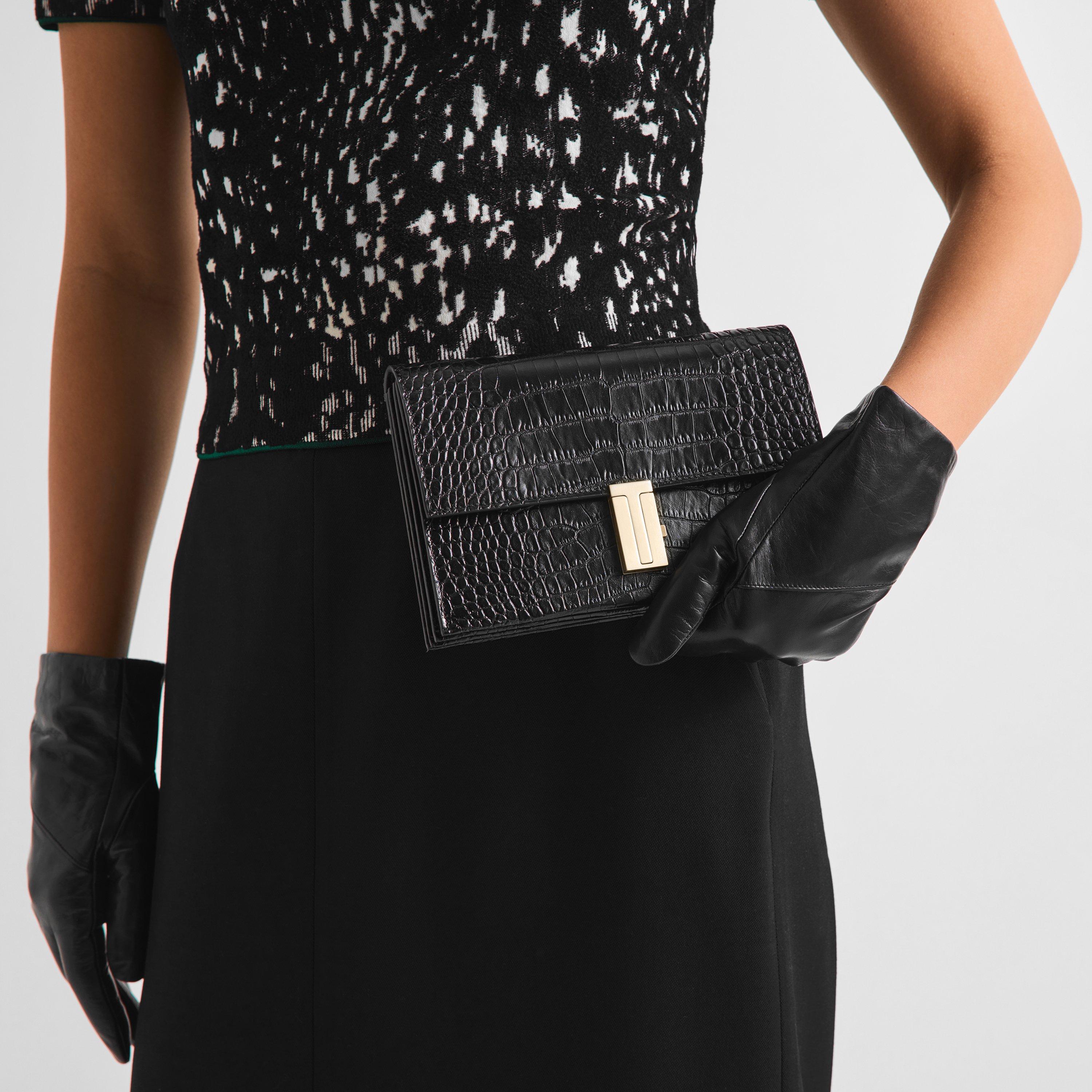 Black - Tom Ford - Women's Croc Mini Leather Crossbody Bag - 3