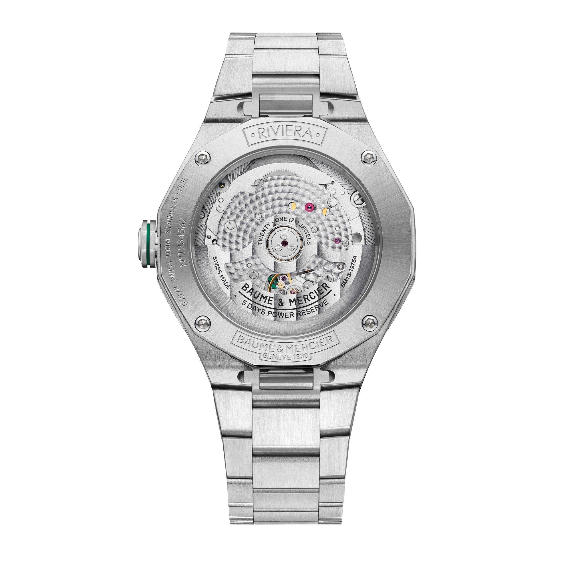 Green/Steel - Baume and Mercier - Men's Riviera Automatic Analogue Watch - 2