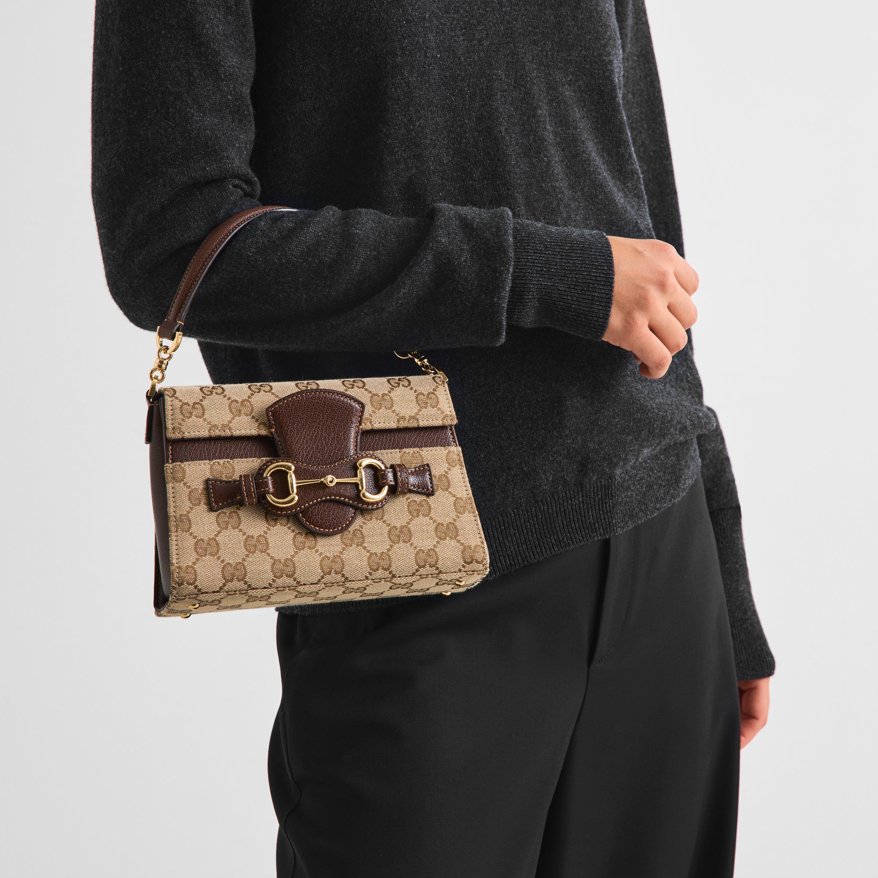 Vintage Sand - Gucci - Women's Horsebit 1955 All-Over Print Leather Top Handle Bag - 3