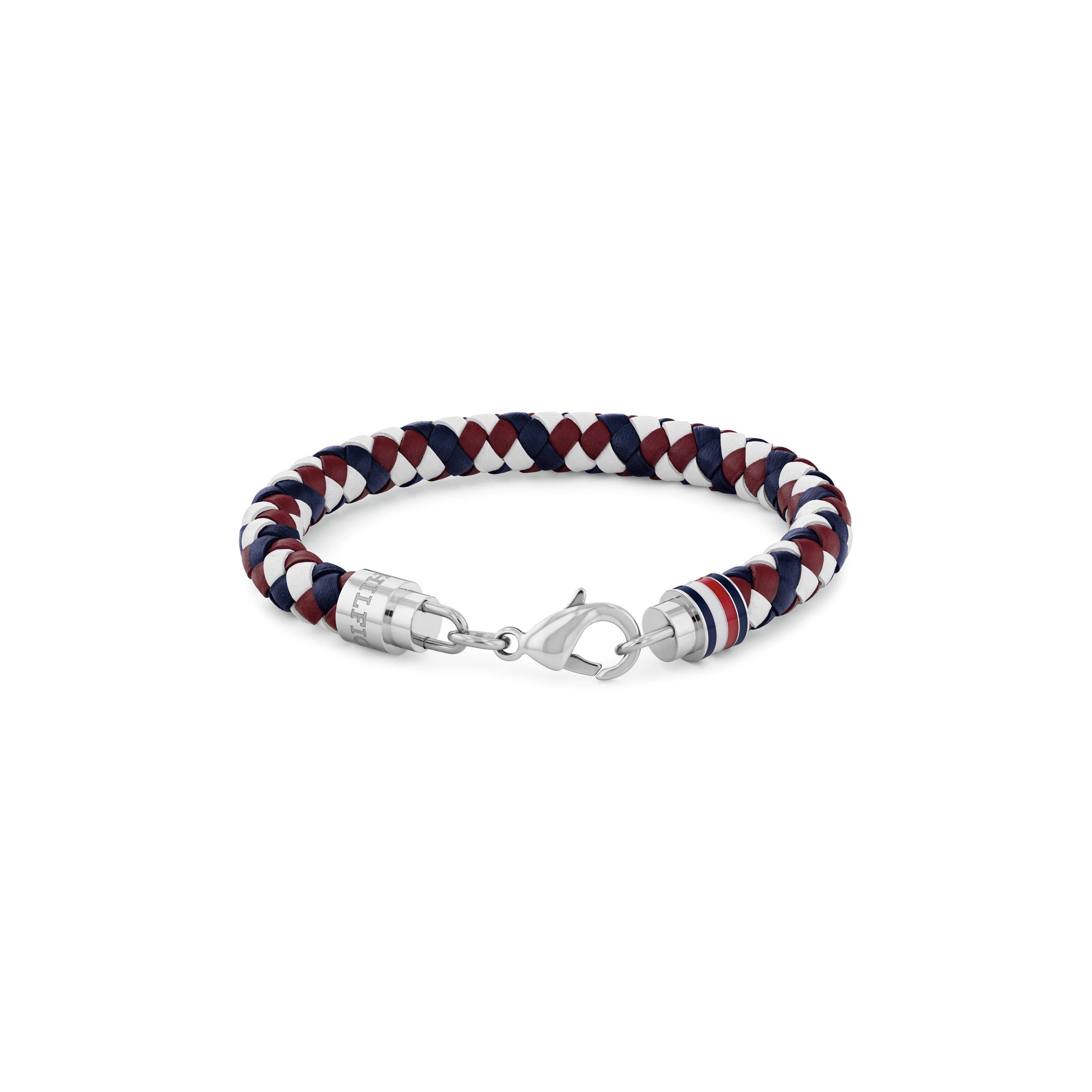 Tommy Hilfiger Men's Braided Leather Bracelet - Blue