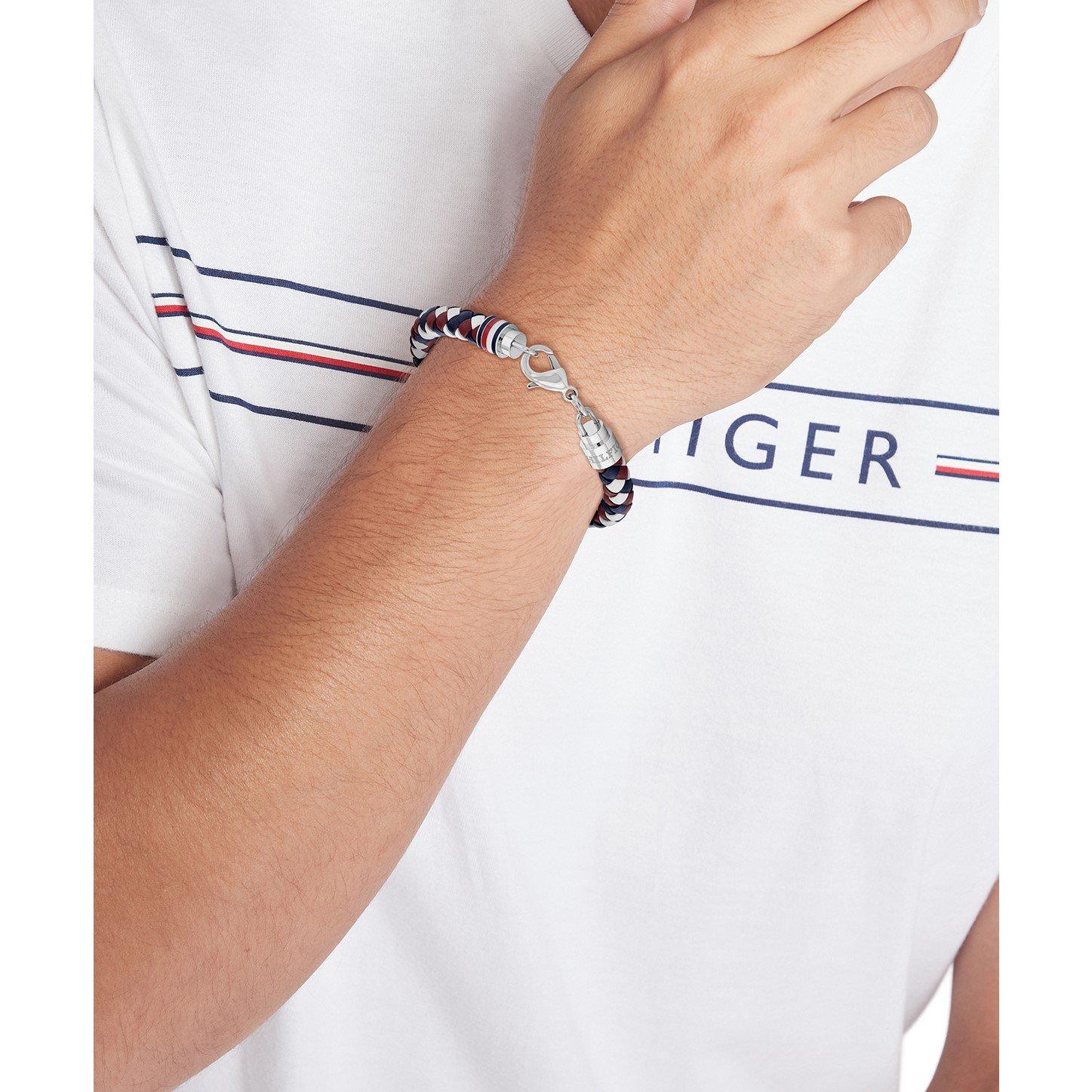 Blue - Tommy Hilfiger - Tommy Hilfiger Mens Braided Leather Bracelet - 2