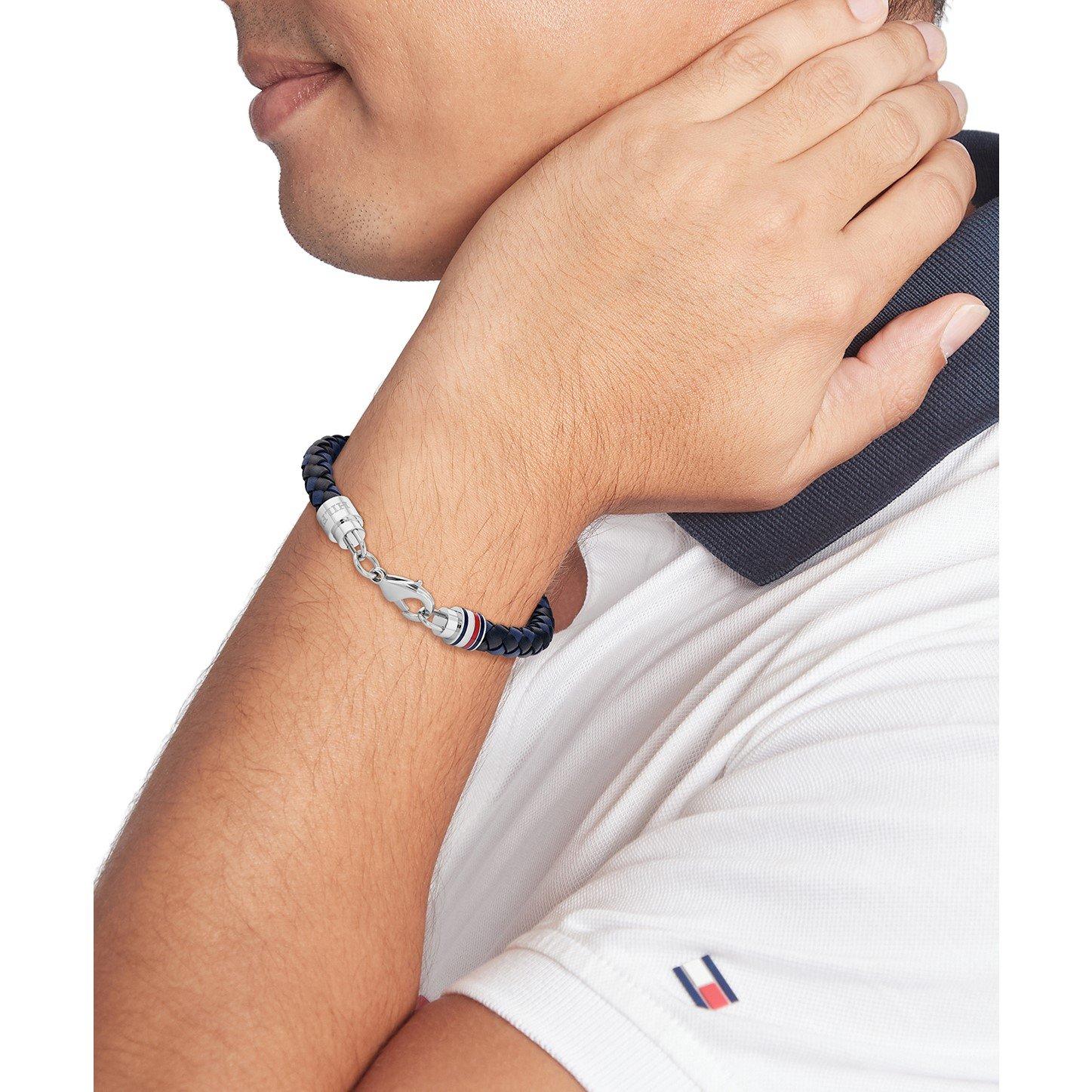 Blue - Tommy Hilfiger - Mens Braided Leather Bracelet - 2