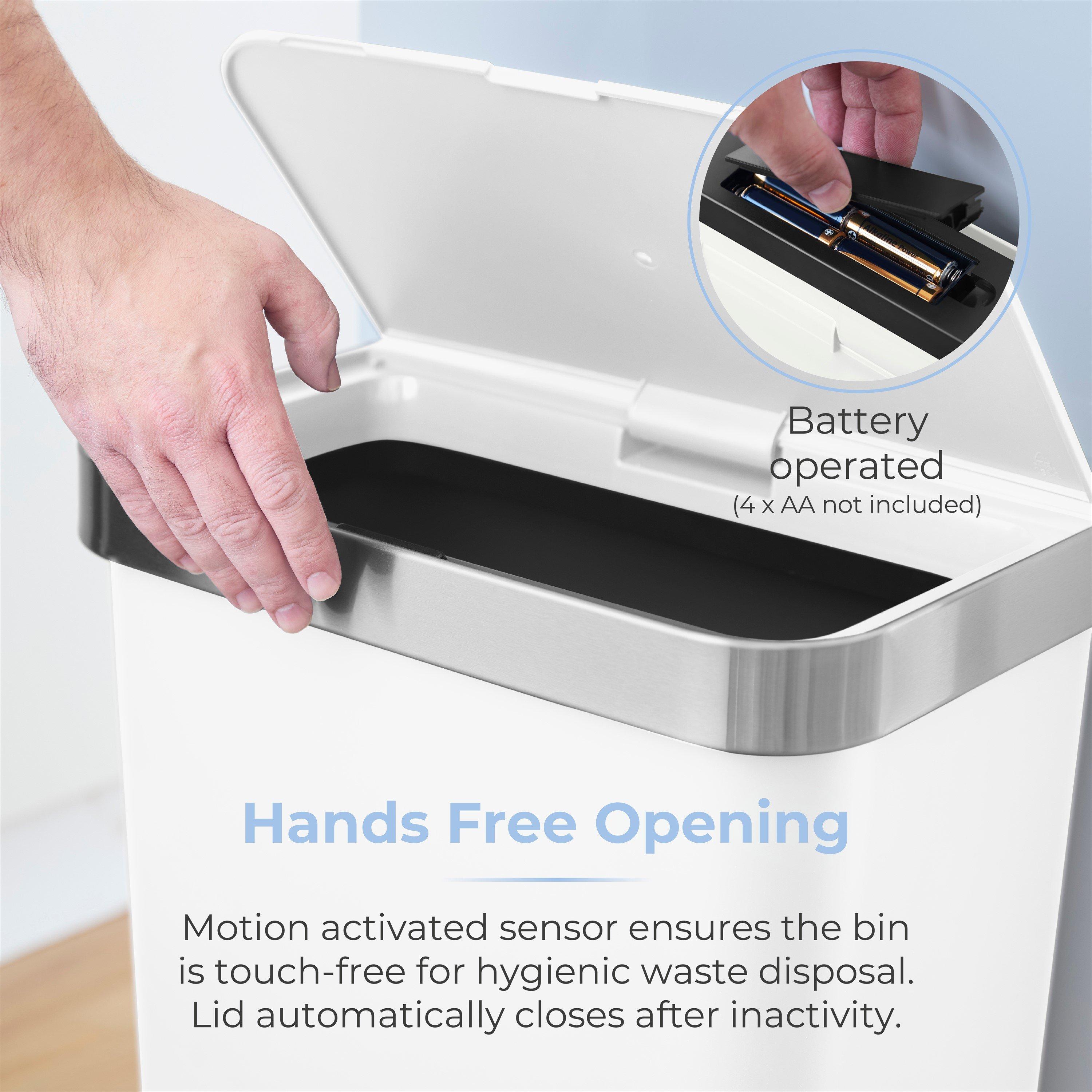 White - Tower - 50L Rectangular ABS Sensor Bin - 3