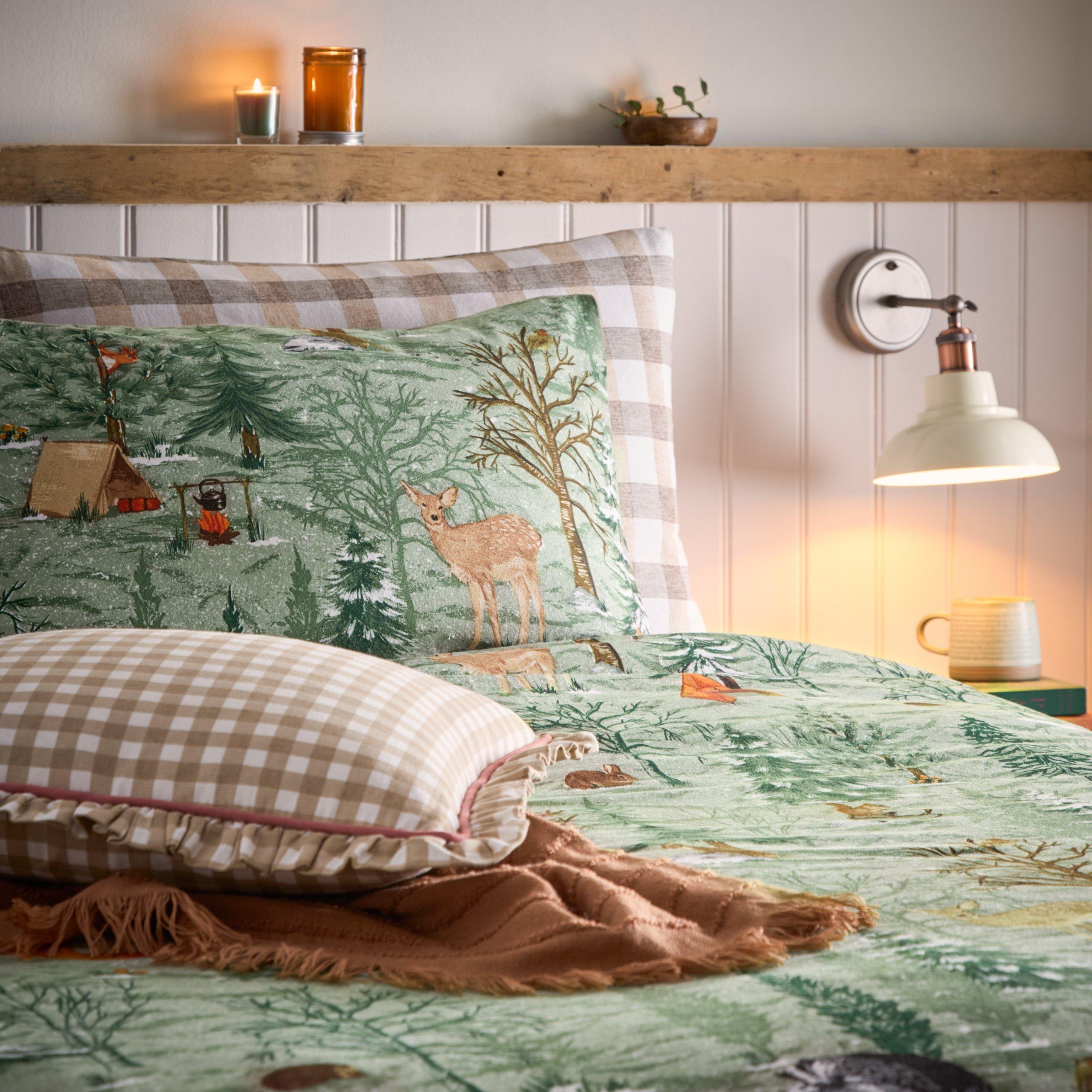 Oak Green - furn. - Lodge Wood 100% Brushed Cotton Duvet Set - 2