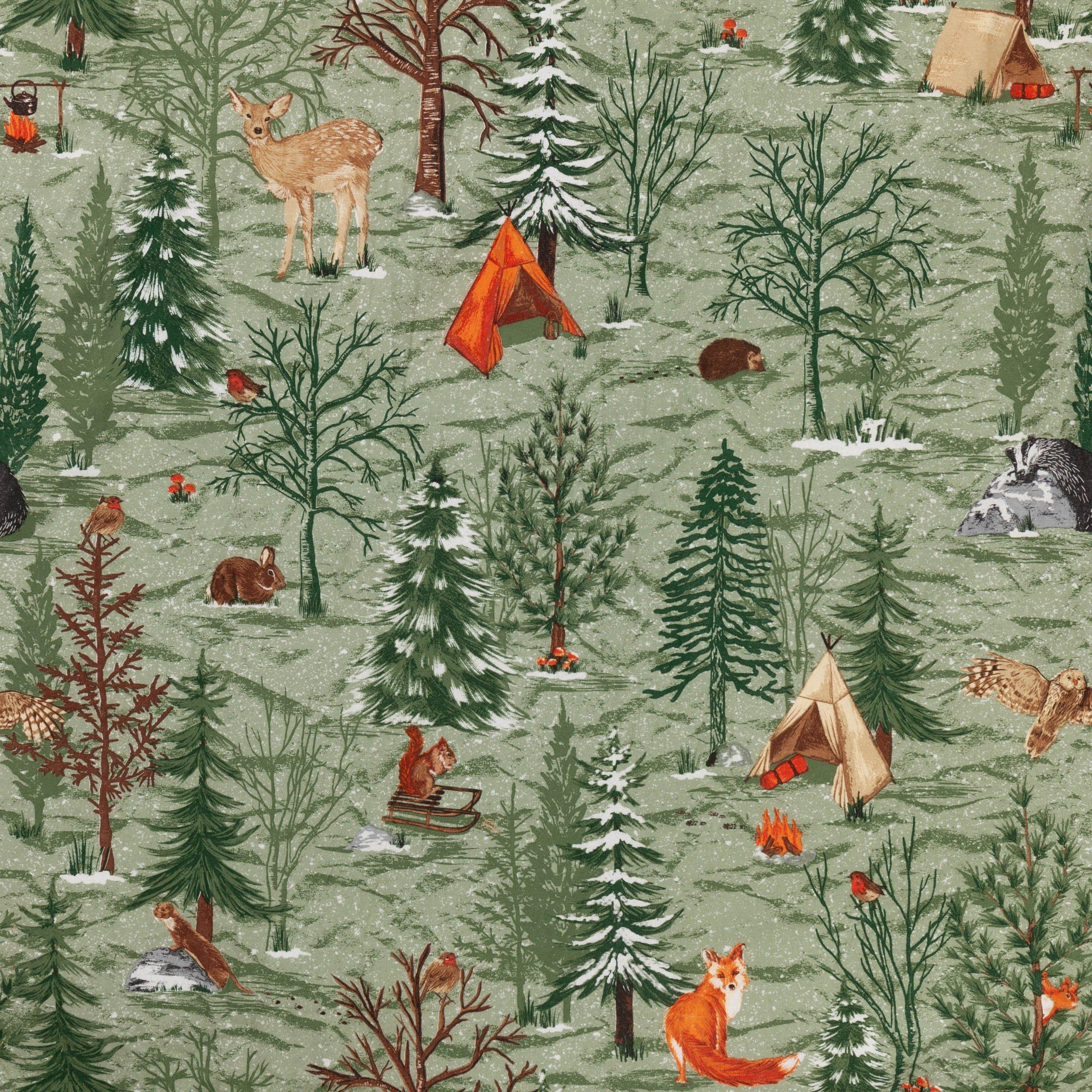 Oak Green - furn. - Lodge Wood 100% Brushed Cotton Duvet Set - 5