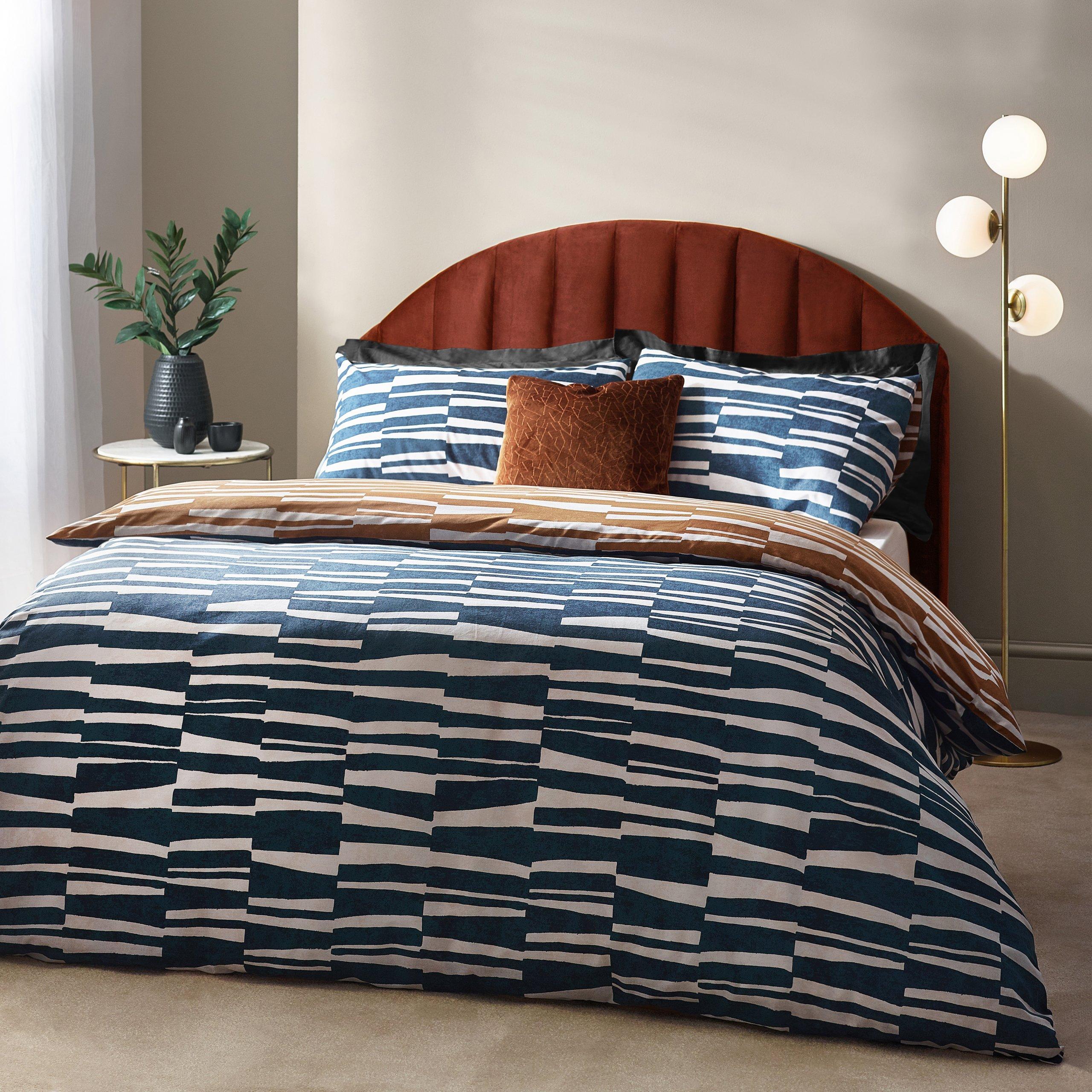 Dusk/Bronze - Hoem - Piper Abstract Cotton Rich Reversible Duvet Set - 2