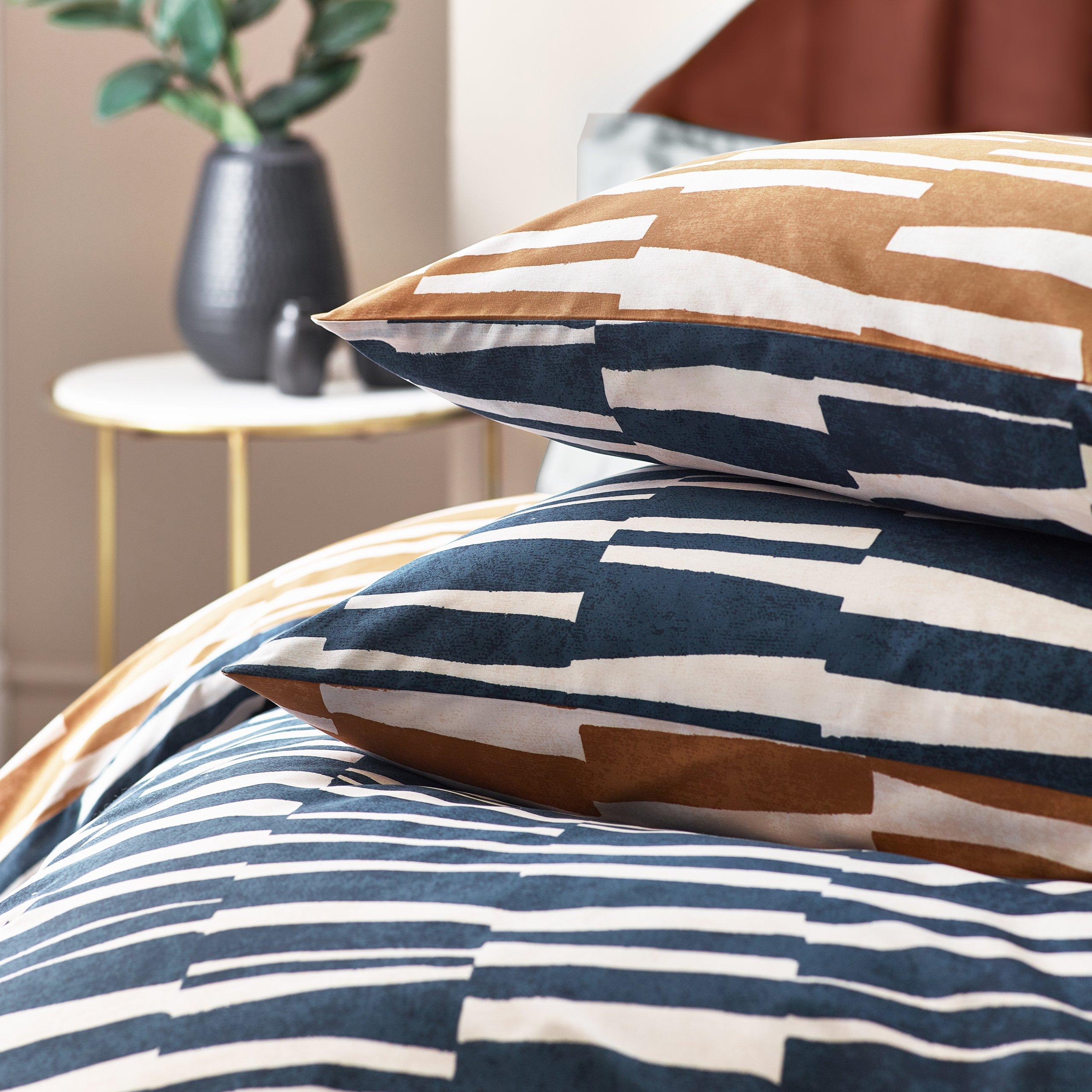 Dusk/Bronze - Hoem - Piper Abstract Cotton Rich Reversible Duvet Set - 4