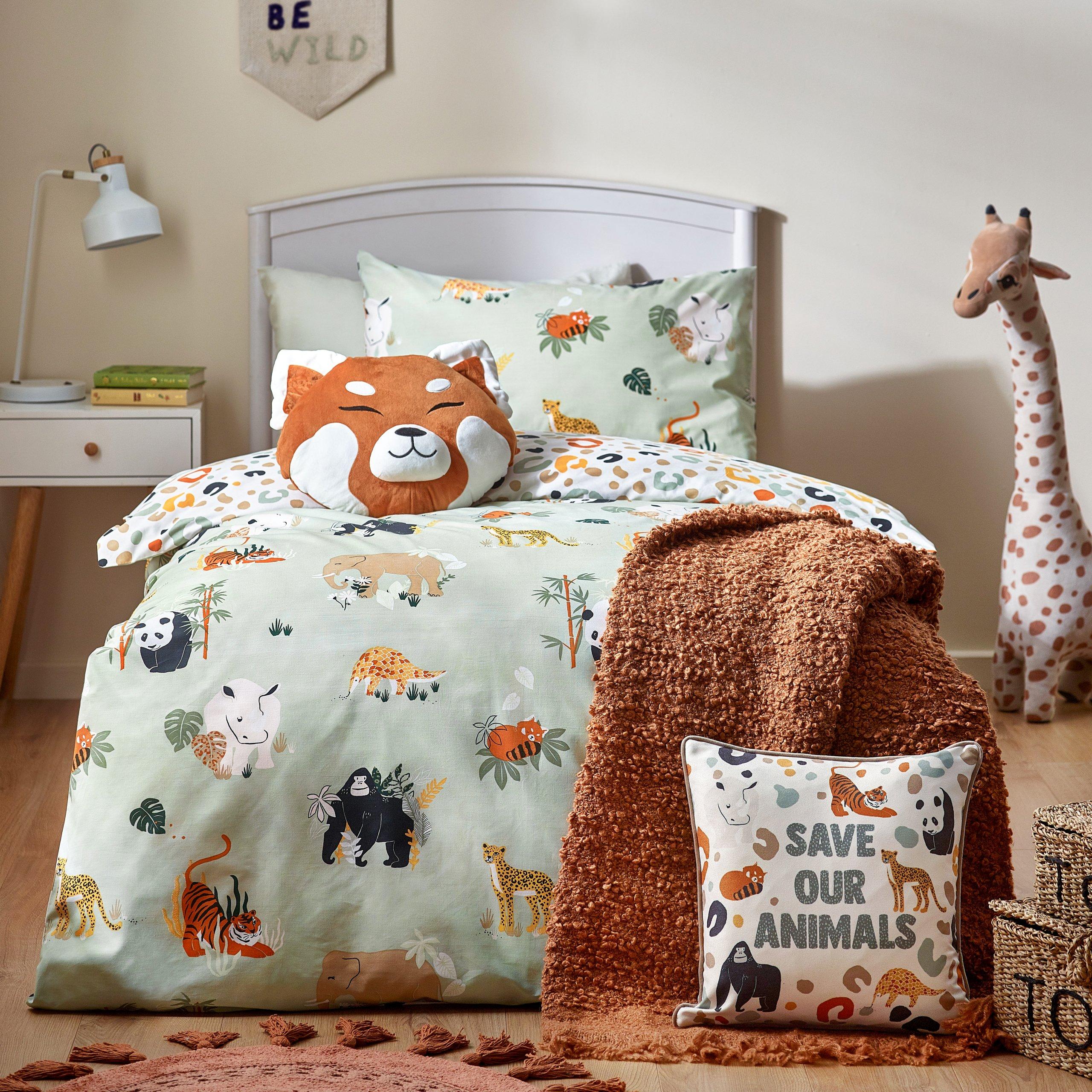 Little Furn.  Wildlife Animal Reversible Duvet Set - colour/Gre - Single