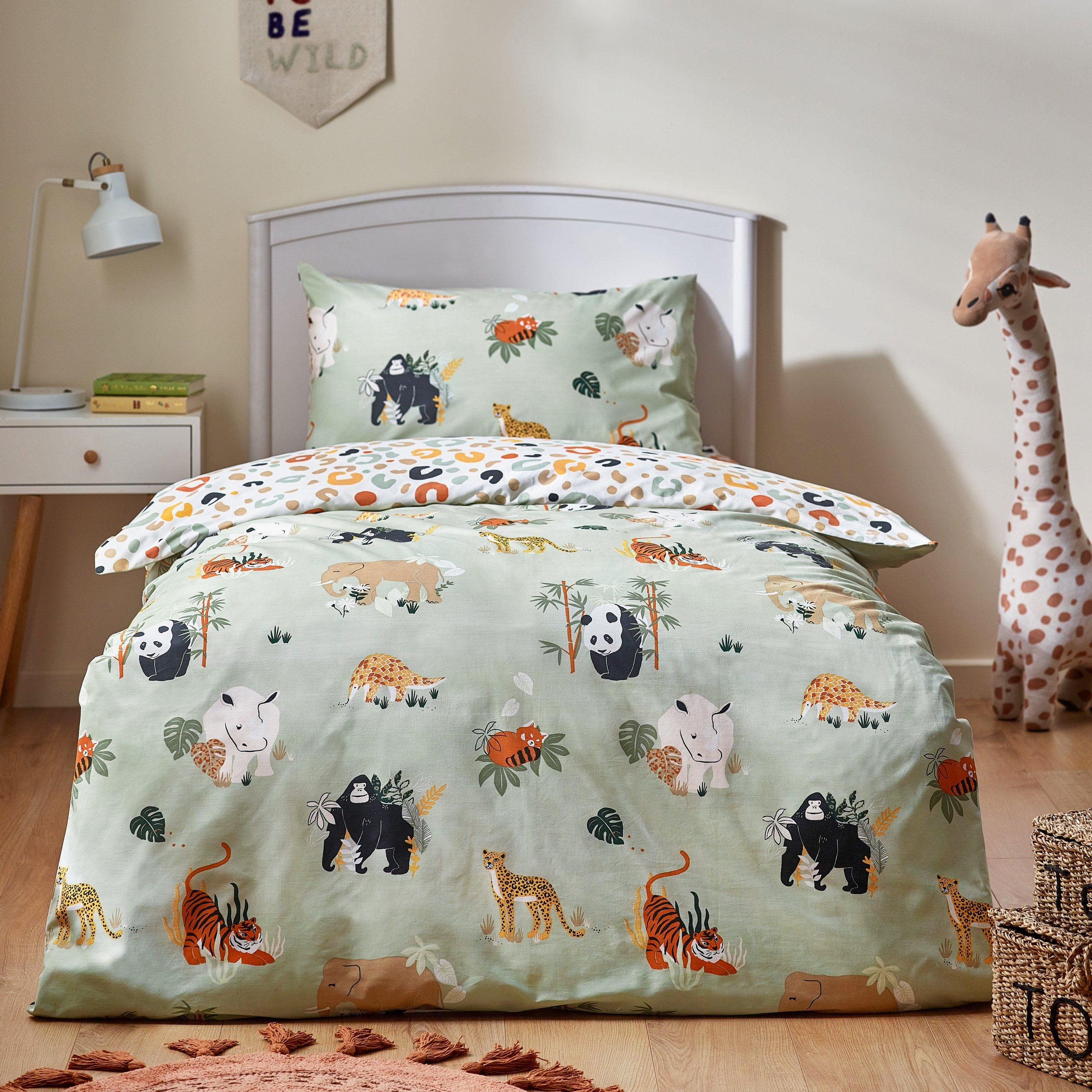 Multicolour/Gre - little furn. - Wildlife Animal Reversible Duvet Set - 4