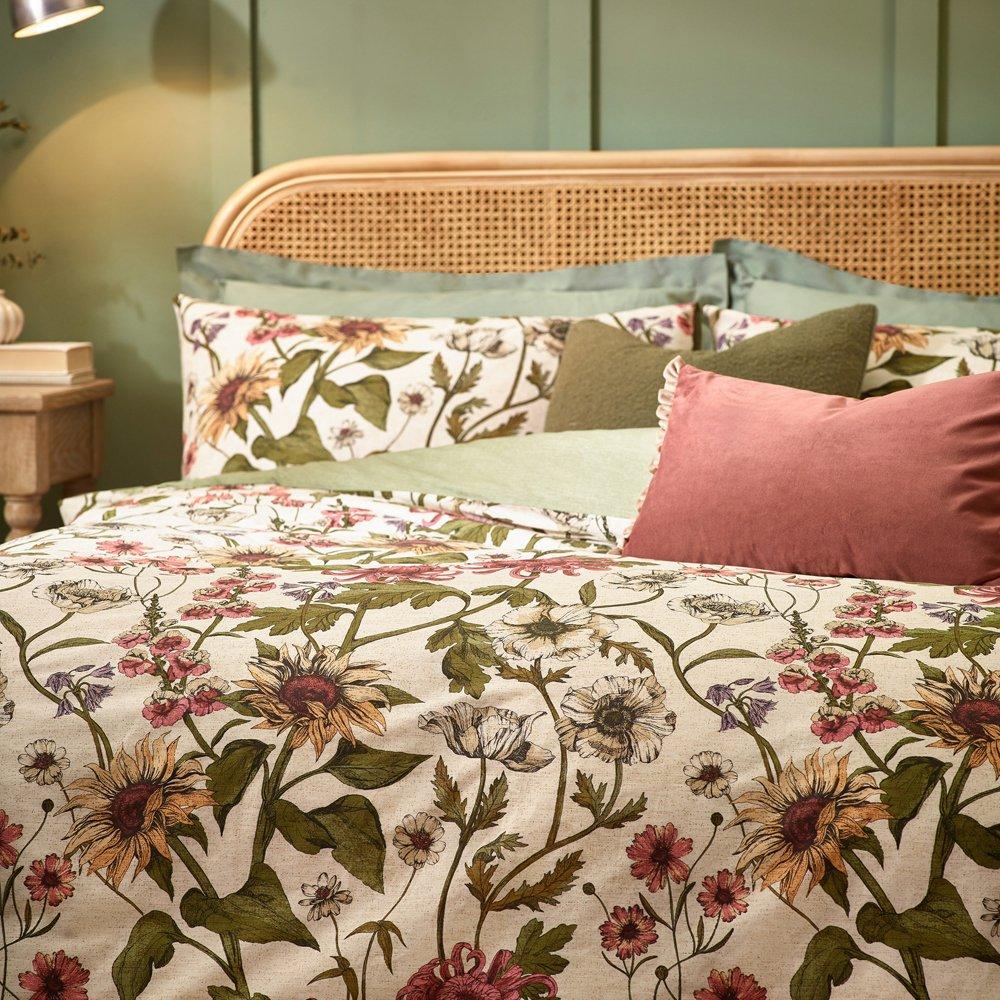 Natural - Wylder - Wallflower Printed Botanical Duvet Set - 3