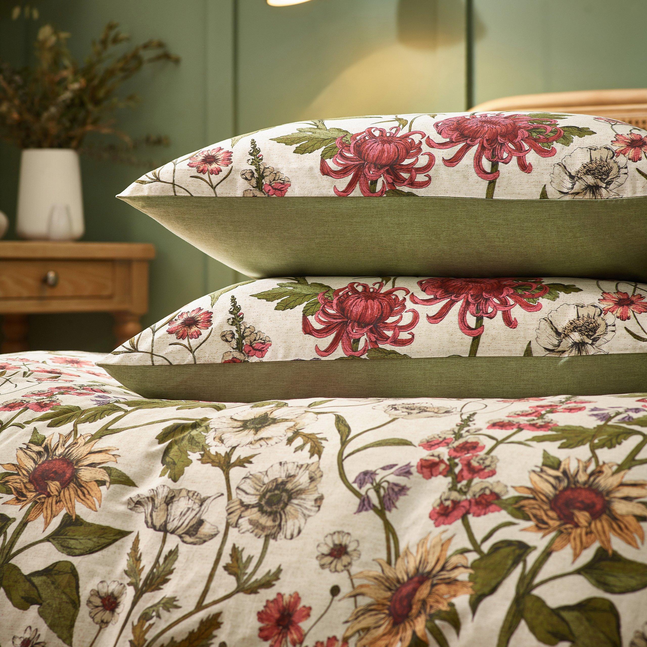Celadon Green - Wylder - Wall Flower Botanical Duvet Set - 2