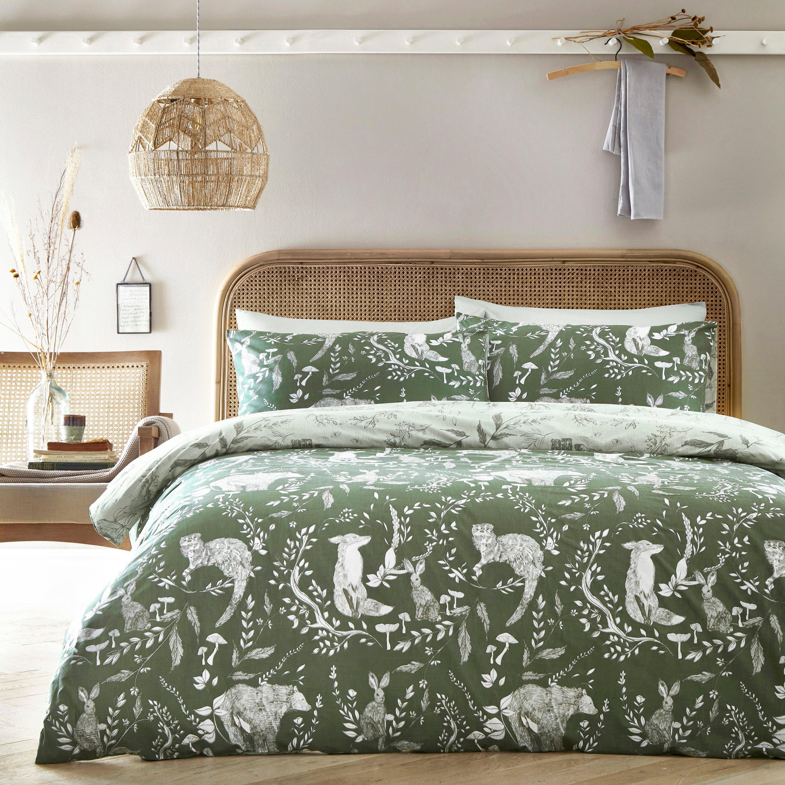 Furn.  Buckthorn Woodland Duvet Set - Evergreen - Double