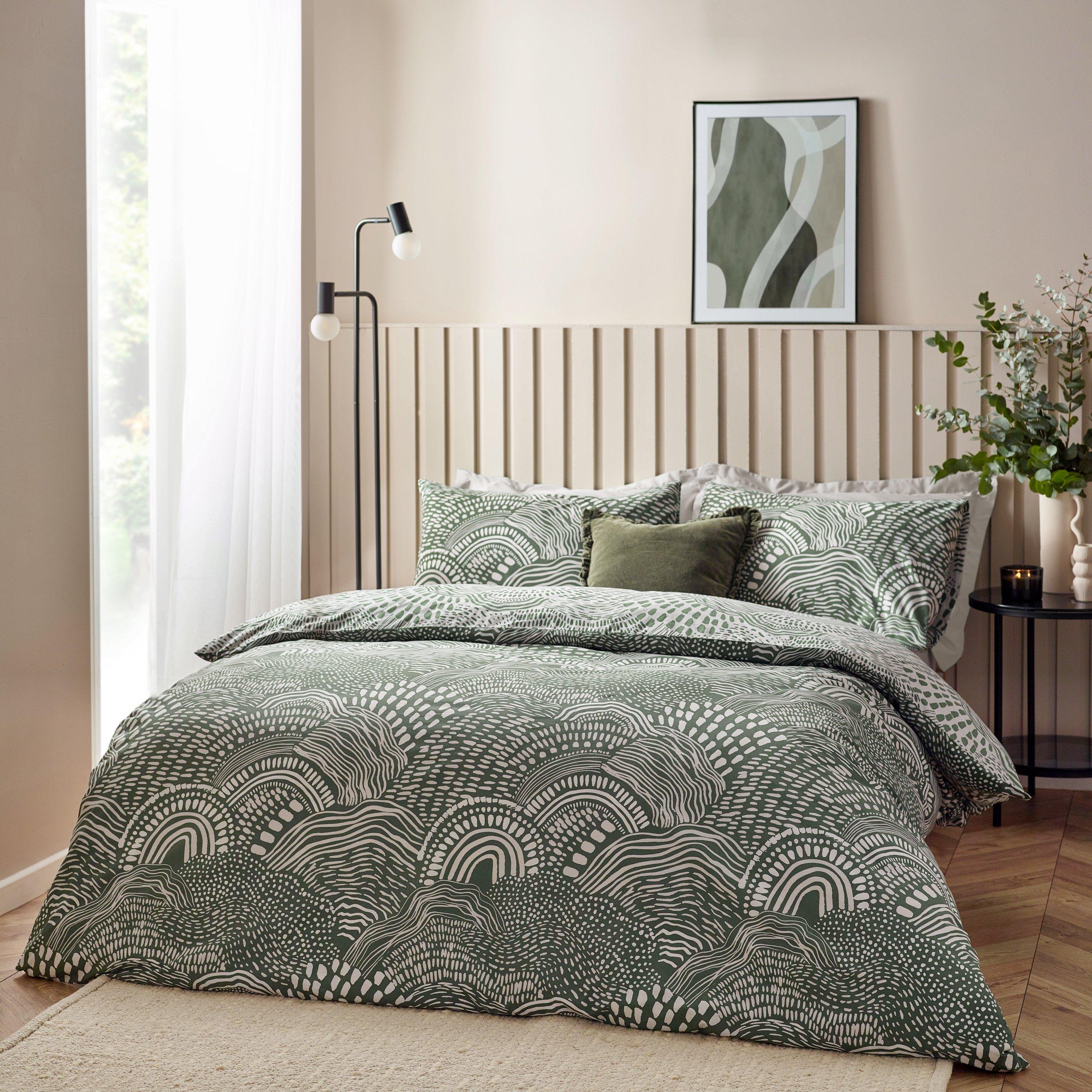 Hoem  Nola Abstract Duvet Set - Olive - Double