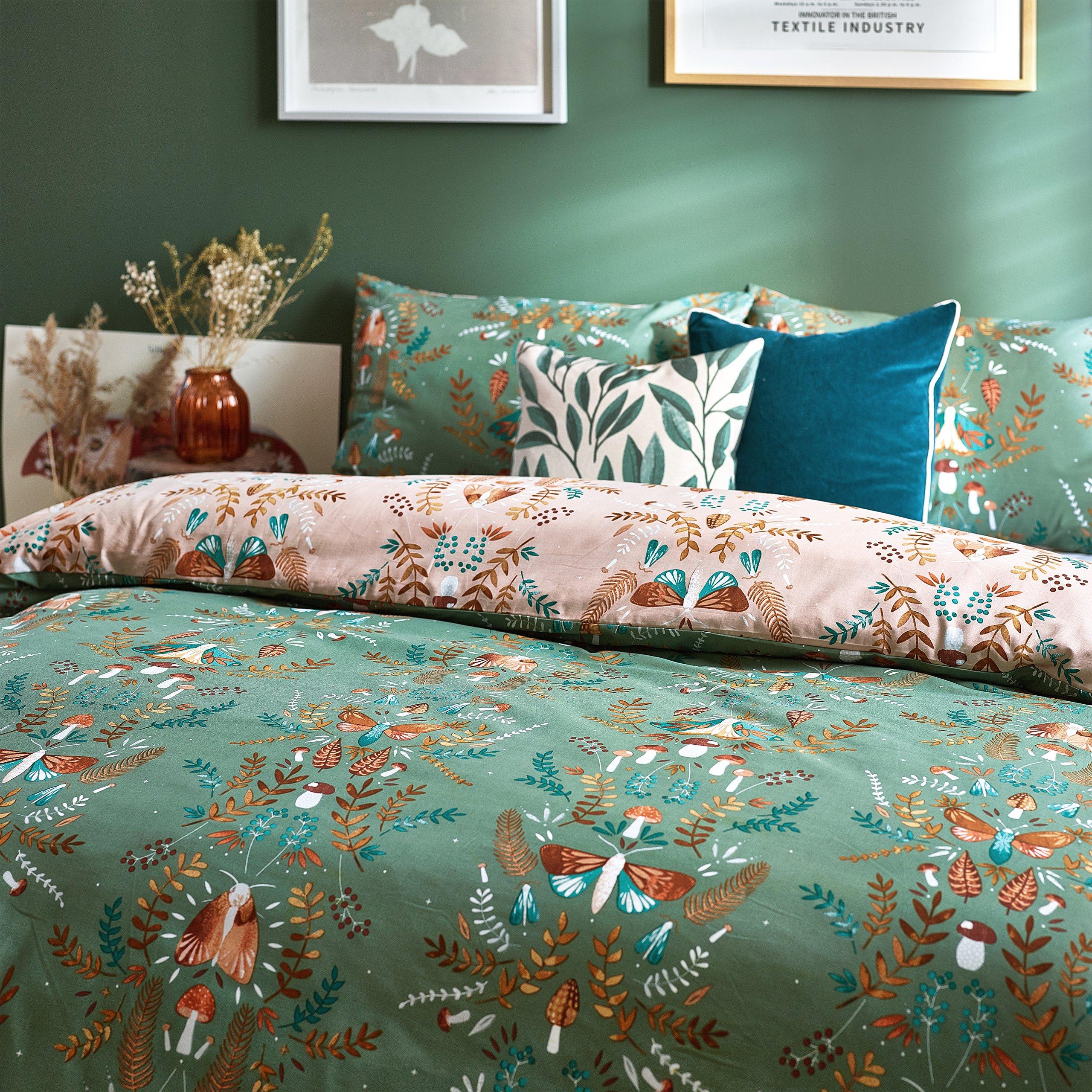 Fern Green - furn. - Luna Wood Reversible Duvet Set - 3