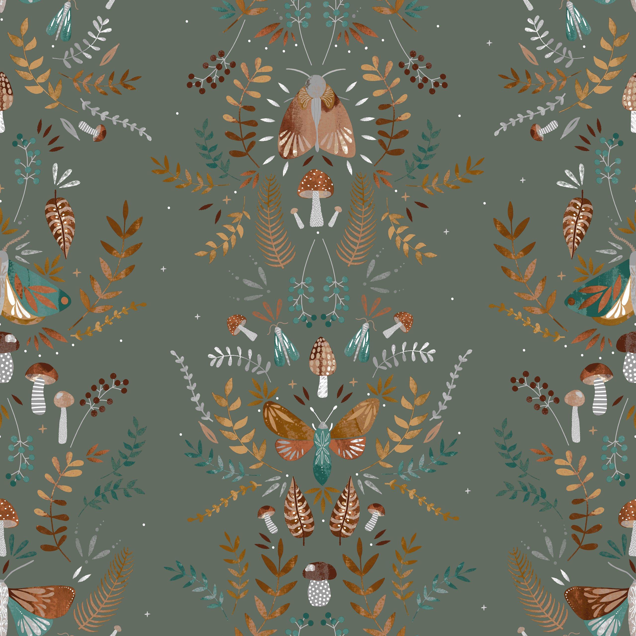 Fern Green - furn. - Luna Wood Reversible Duvet Set - 5