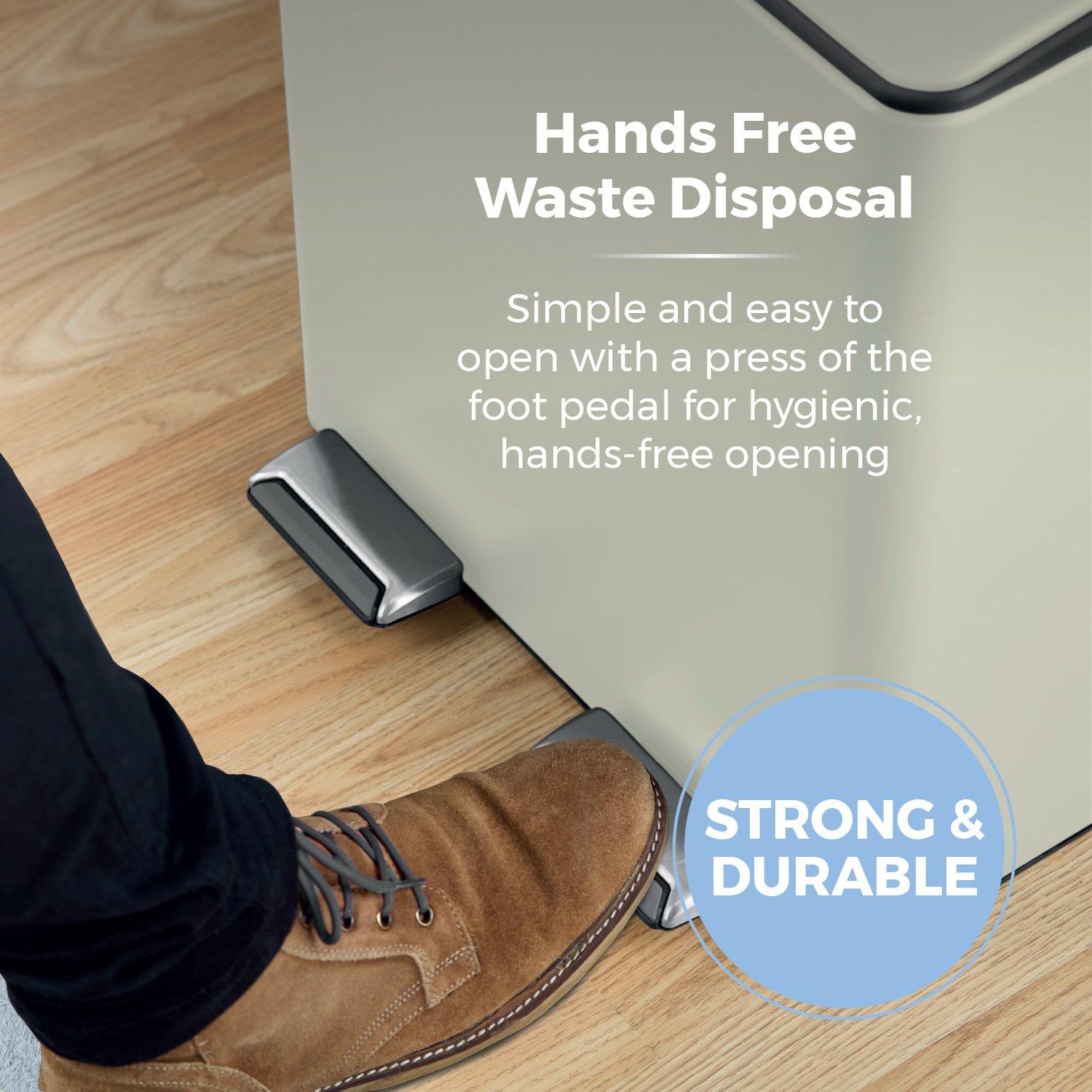 Cream - Tower - 40L Recycling Pedal Bin - 4