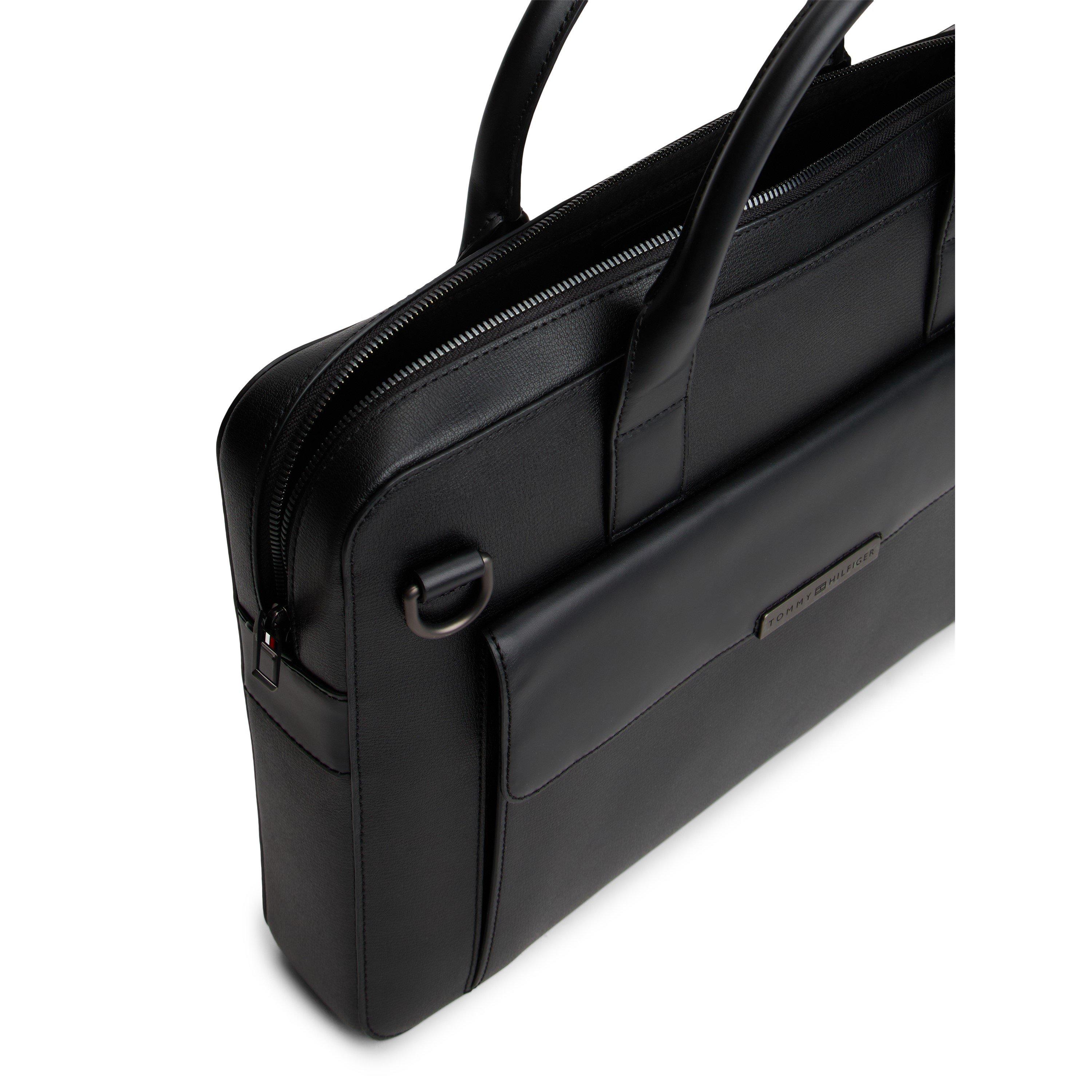 Schwarz - Tommy Hilfiger - Business Leather Laptop Bag - 3