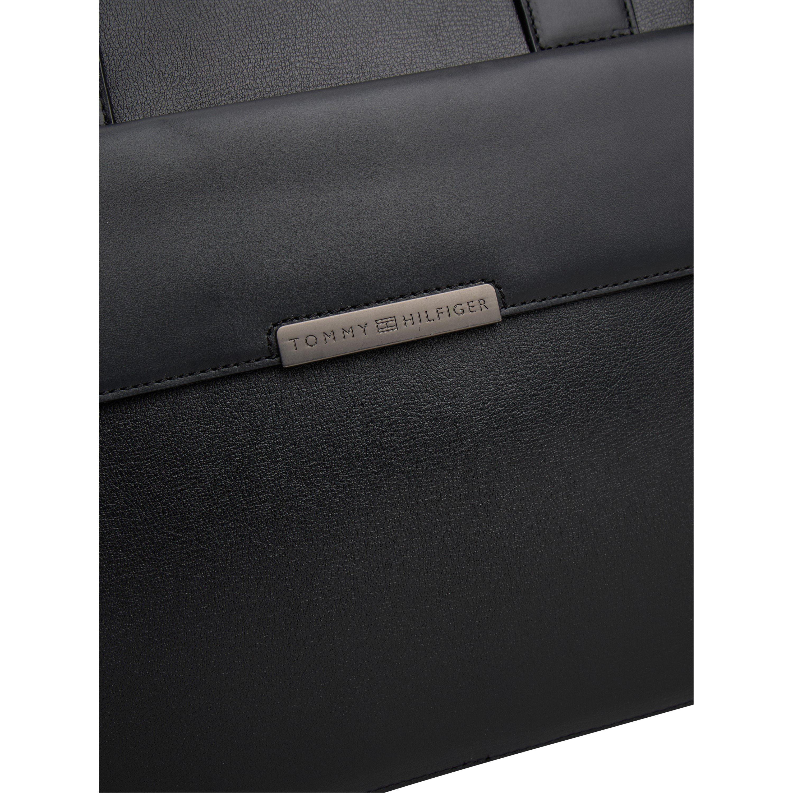 Schwarz - Tommy Hilfiger - Business Leather Laptop Bag - 4